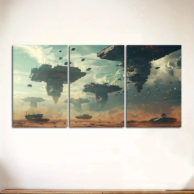 3-Piece Abstract Blue Sky Clouds Metal Wall Art - Ready to Hang Modern Home Decor for Living Room, Bedroom & Office