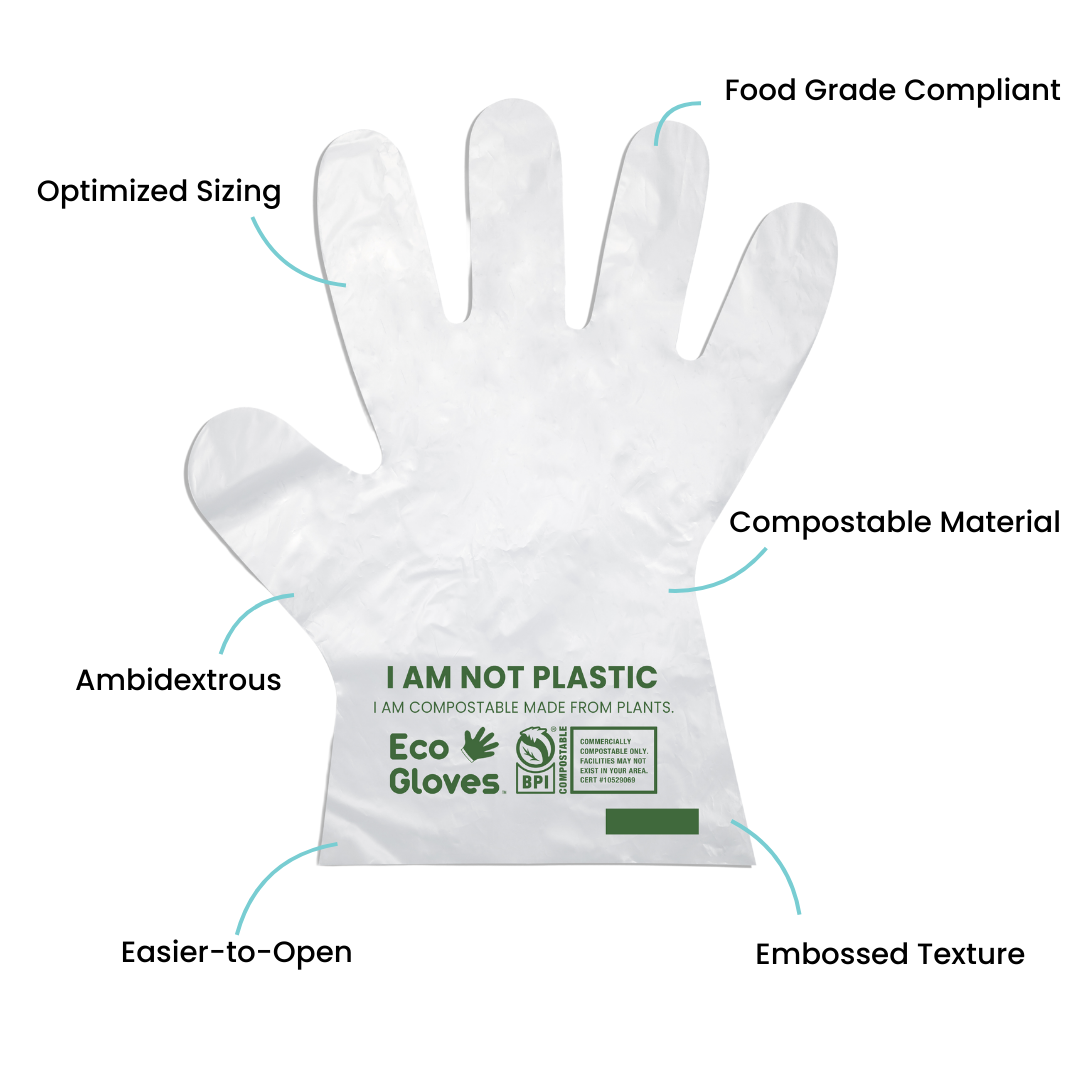 Eco-Friendly Compostable Gloves - 100 Count Clear Biodegradable Disposable Gloves for Kitchen, Cleaning & Gardening | Eco-Conscious & Sustainable Choice