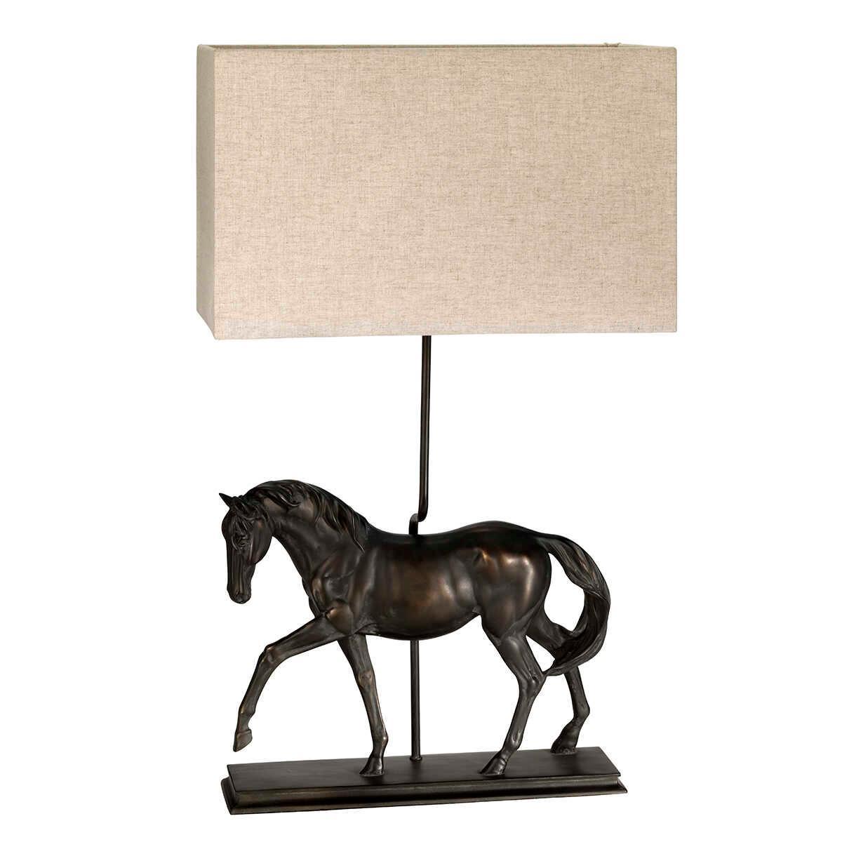Dorado 1 Light Bronze Table Lamp with Natural Rectangle Shade - Modern Home Office & Bedroom Lighting Decor