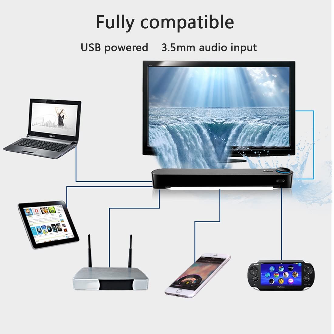 ZCYBHD USB Computer Speaker - Stereo Sound, Enhanced Bass, Portable Mini Sound Bar with Volume Control & 3.5mm Jack for PC, Desktop, Laptop - Black | Perfect for Home Office, Gaming, and Multimedia Use