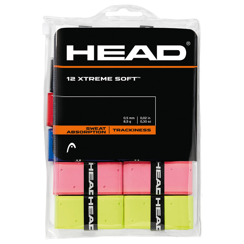 Head Xtreme Soft Overgrip 12 Pack (Assorted Colors) - Premium Tennis Grip for Enhanced Comfort & Sweat Absorption - Perfect for Tennis, Badminton & Racquet Sports