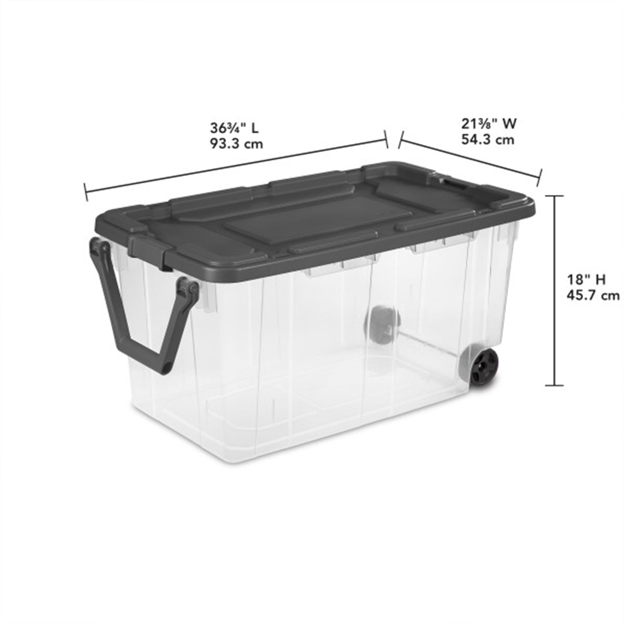 Sterilite 8-Pack 160 Qt Stackable Storage Bins with Latching Lids & Wheels, Gray - Perfect for Home Organization, Garage Storage & Moving Supplies
