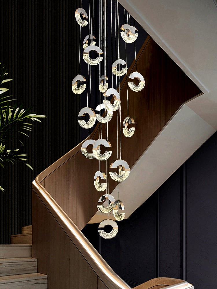 Elegant C-Shaped Crystal Chandelier - Modern Ceiling Light Fixture for Dining Room, Living Room & Bedroom Lighting Decor