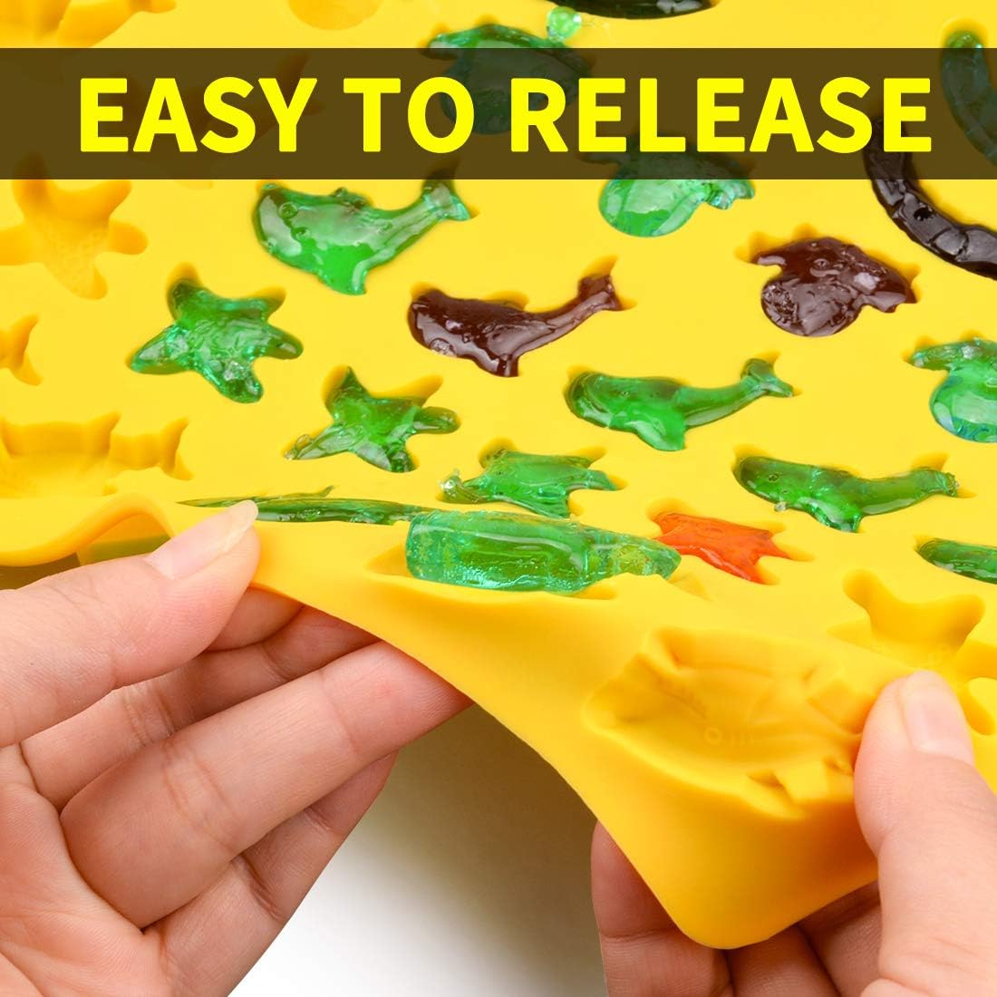 Premium Silicone Gummy & Hard Candy Molds Set - 3-Pack Ocean Theme (Worms, Starfish, Dolphins, Octopus, Sharks) | BPA-Free, Pinch Test Approved | Perfect for DIY Candy Making, Birthday Parties & Baking Decorations