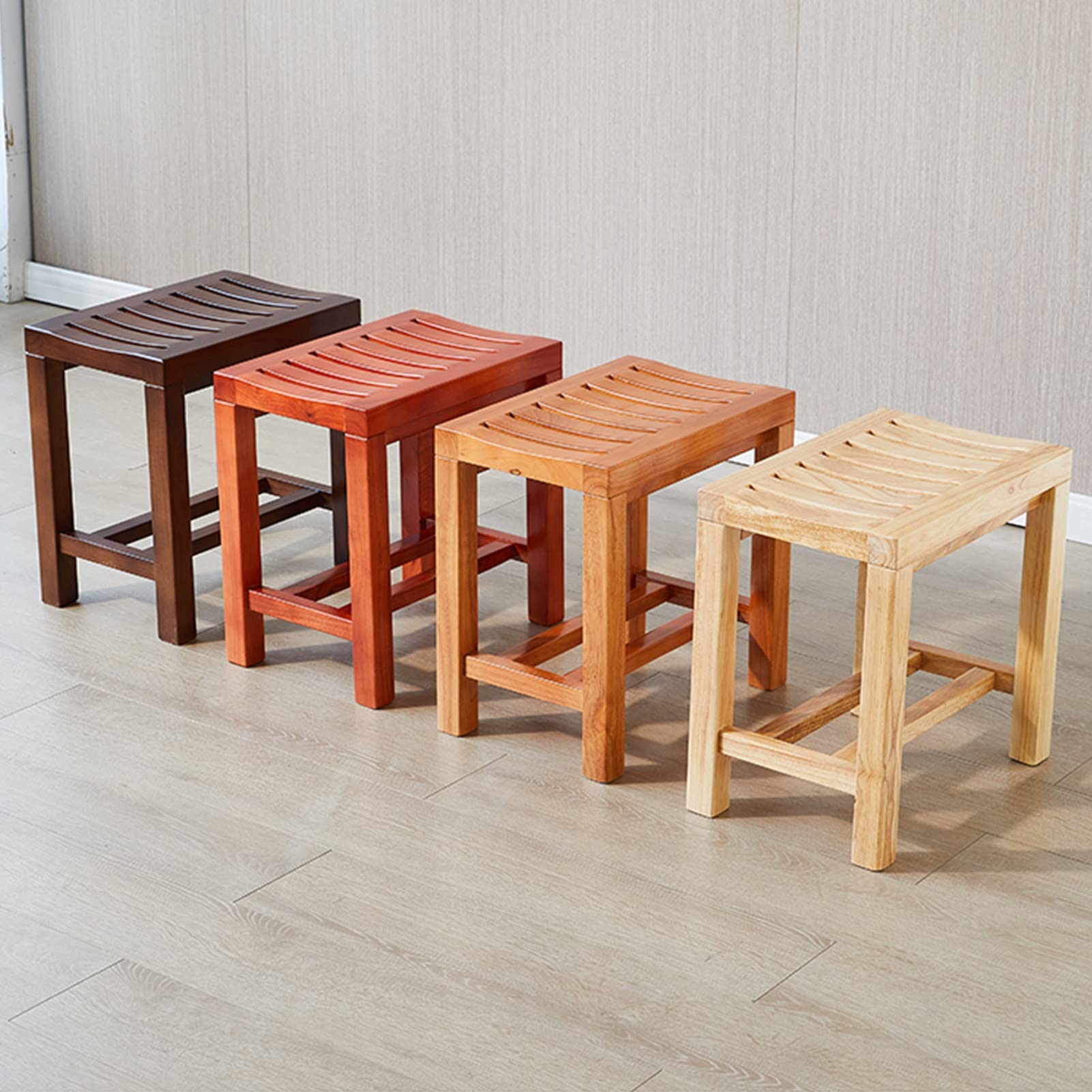 Wooden Shower Bench with Storage Shelf - Spa Stool, Bathroom Foot Rest & Stylish Seat for Shower, Bathtub - Perfect for Relaxation, Elderly Safety & Small Space Organization