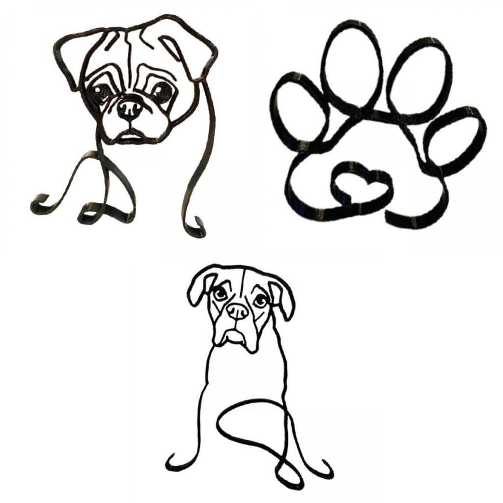 Minimalist Dog Sculptures - Set of 3 Small Modern Ceramic Figurines for Home, Office & Bookshelf Decor - Perfect for Pet Lovers, Housewarming Gifts & Shelf Styling