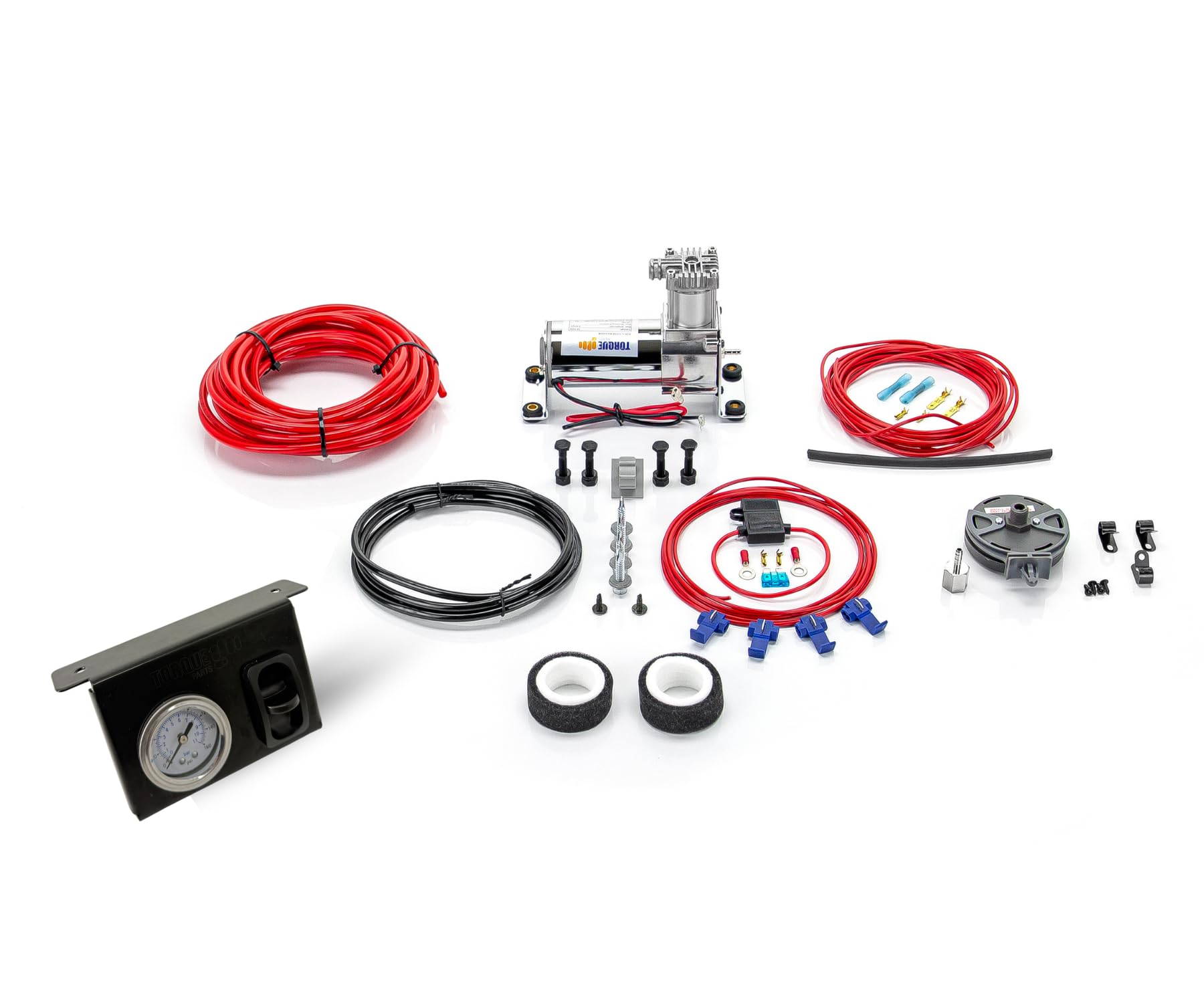 TORQUE Universal Single Path Onboard Air Compressor System for Air Bag Suspension Kits - Analog Gauge (Replaces Firestone 2097, TR2097AS) | Perfect for Truck, SUV & RV Air Suspension Upgrades