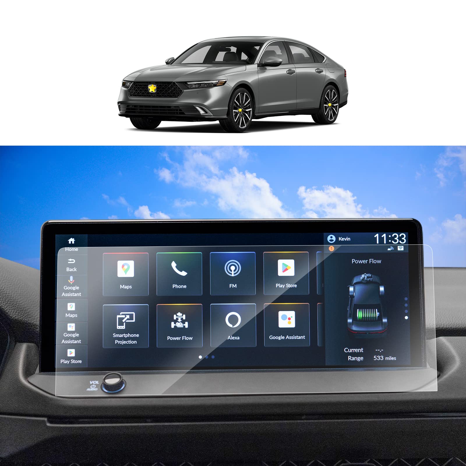 SKTU 2-Pack HD Clear Anti-Scratch Screen Protector for 2023-2025 Honda Accord 12.3