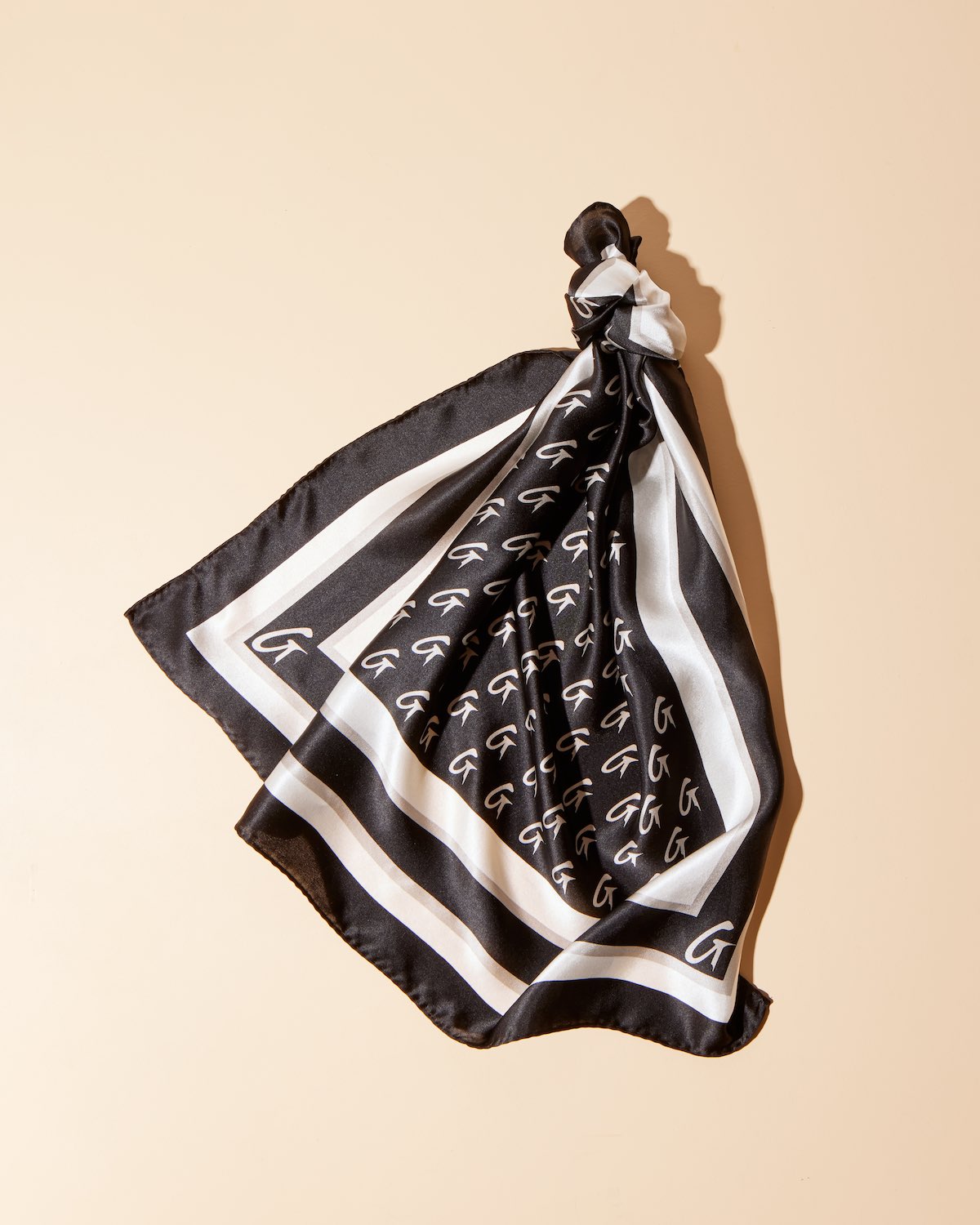 Luxury Large Monogram Silk Scarf - Black - Elegant Fashion Accessory for Women, Perfect for Office, Evening Events & Gift Giving