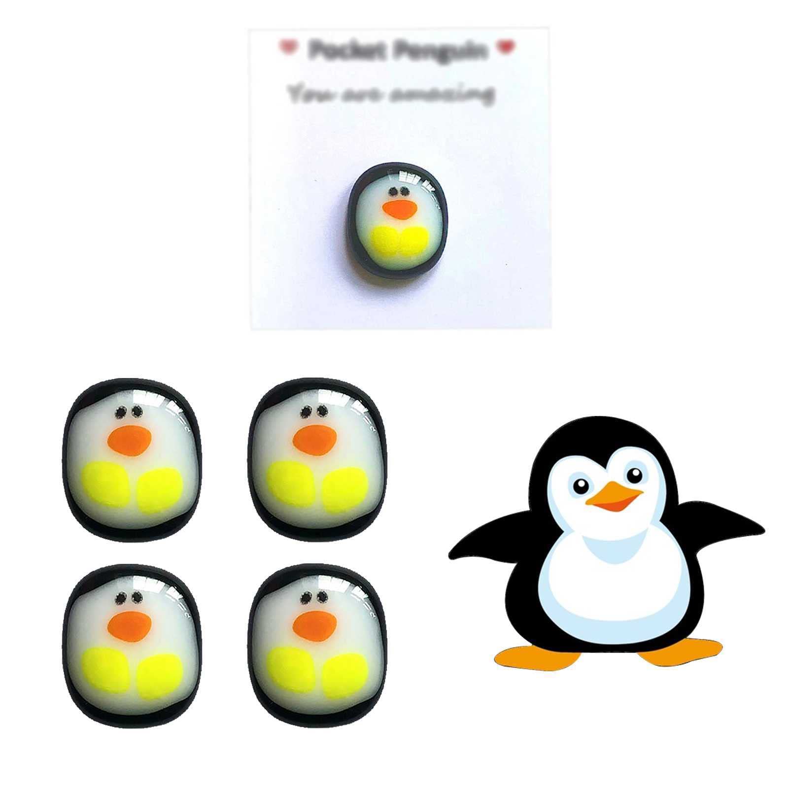 Cute Mini Pocket Penguin Hug with Greeting Cards - 4PC Set for Birthday, Wedding, Valentine's Party Favors | Adorable Penguin Keepsake Ornament for Gifts, Decor & Special Occasions