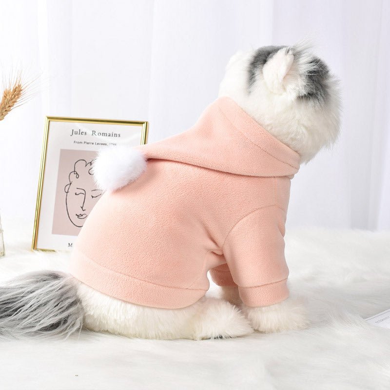Pastel Pom Pom Pet Hoodie - Soft & Cozy Dog Sweater for Small & Medium Breeds - Perfect for Winter Walks & Photo Shoots