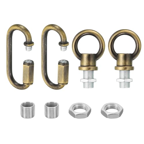 PATIKIL M10 Lamp Female Loop Holder with Chain Quick Link - Heavy Duty 44 Lbs Load Bronze Eye Nut Hook Ring for Chandelier Lighting Fixtures & Structural Support - Perfect for Ceiling Light Installation, Pendant Hanging, and Home Decor