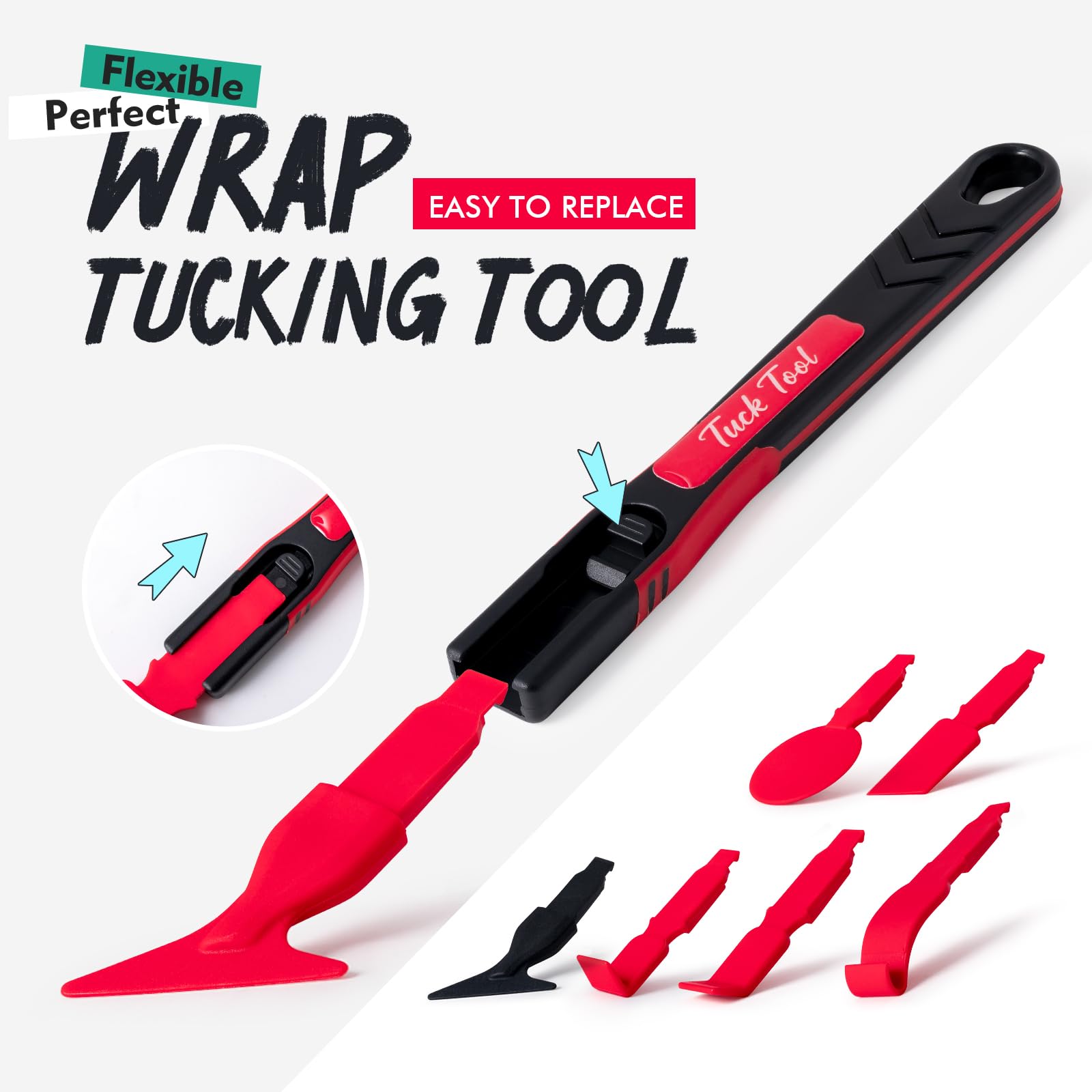 FOSHIO 7-in-1 Vinyl Wrap Tool Kit - Professional Car Wrapping Tools with Flexible Micro Squeegee for Tight Seams & Edge Wrapping | Multi-Hardness Tuck Tools for Auto, Boat & Motorcycle Vinyl Installation