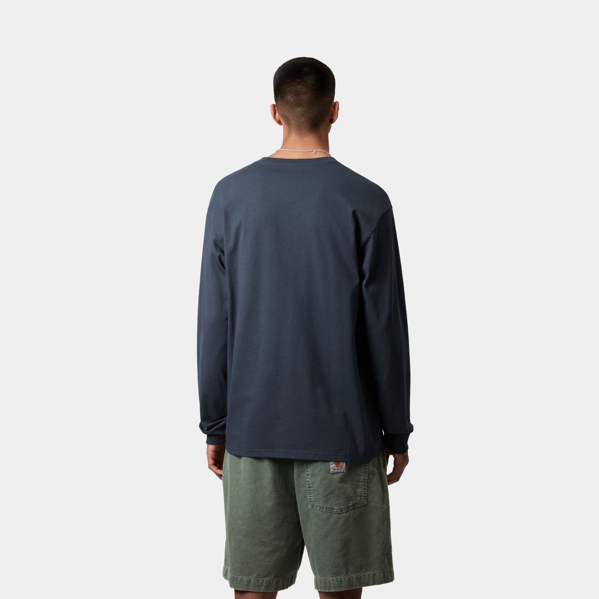 Chase Long Sleeve T-Shirt for Men | Soft Cotton Casual Shirt in Dusky Blue | Perfect for Everyday Wear & Layering