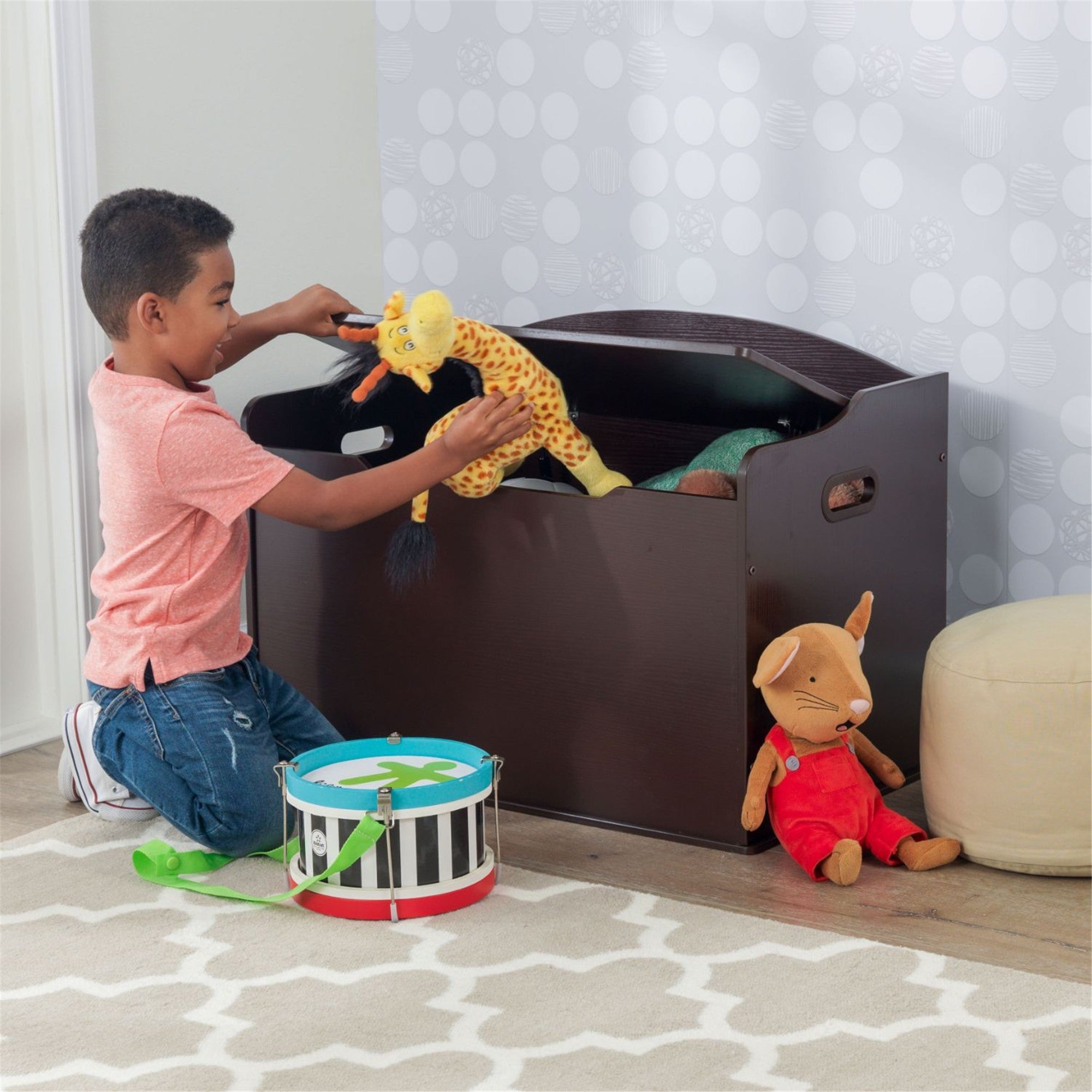 KidKraft Austin Toy Storage Box with Bench Seat - Espresso Finish | Kids' Room Organization & Playroom Decor | Perfect for Storing Toys, Books & Blankets