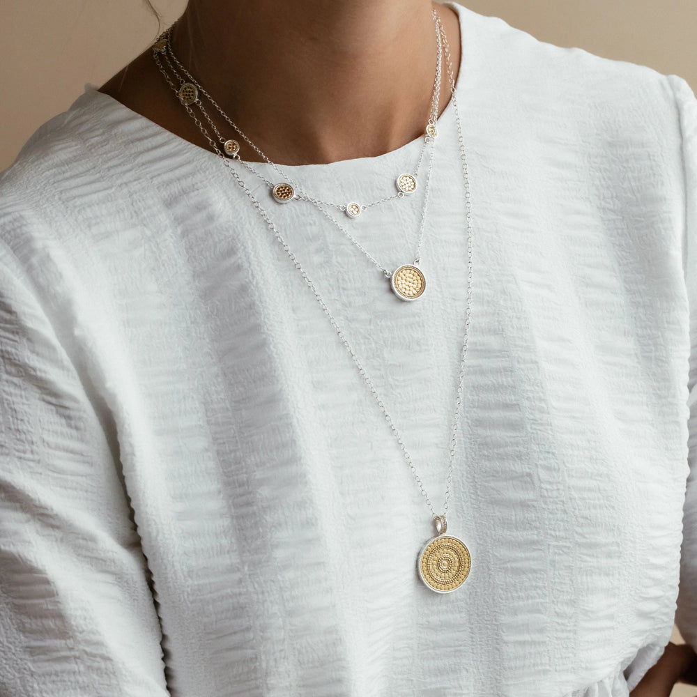 Anna Beck Classic Reversible Disc Necklace - Elegant Gold & Silver Pendant for Women | Perfect for Everyday Wear, Date Nights & Special Occasions