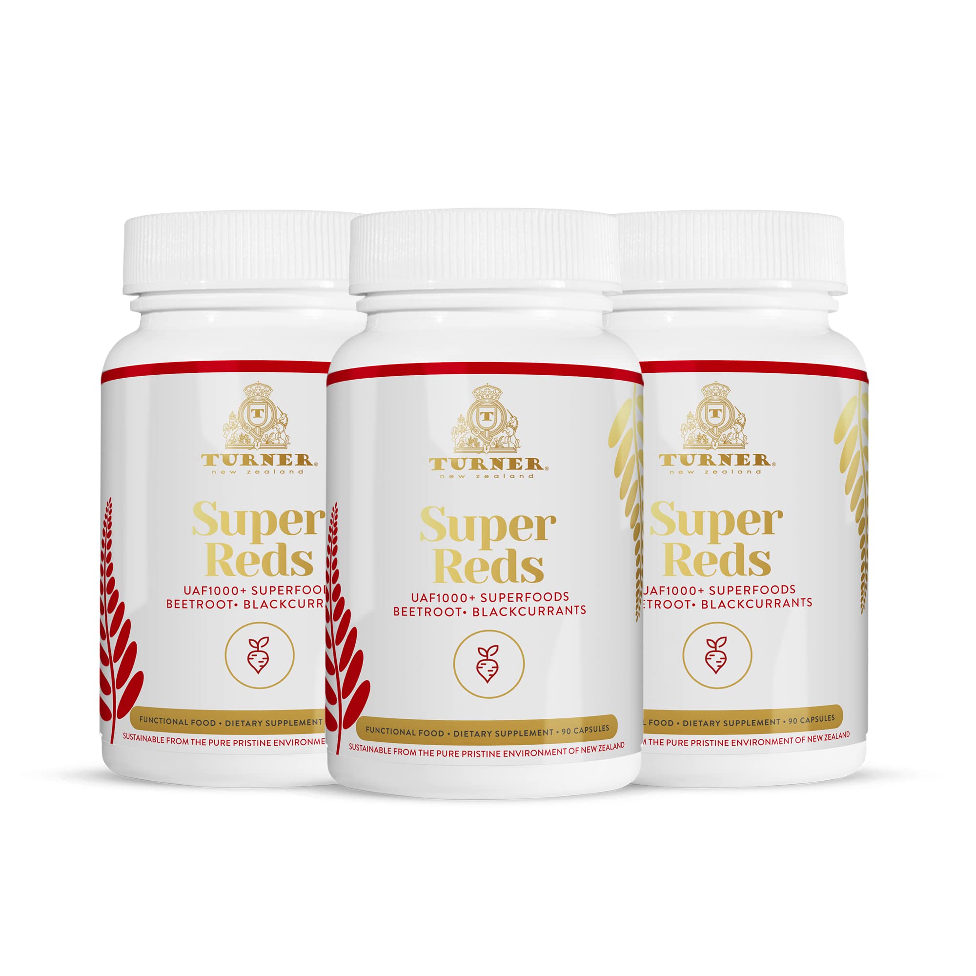TURNER Super Reds Capsules - 270 Capsules (3 Bottles) | Premium Antioxidant Supplement for Energy & Immunity Support | Perfect for Active Lifestyles & Daily Wellness
