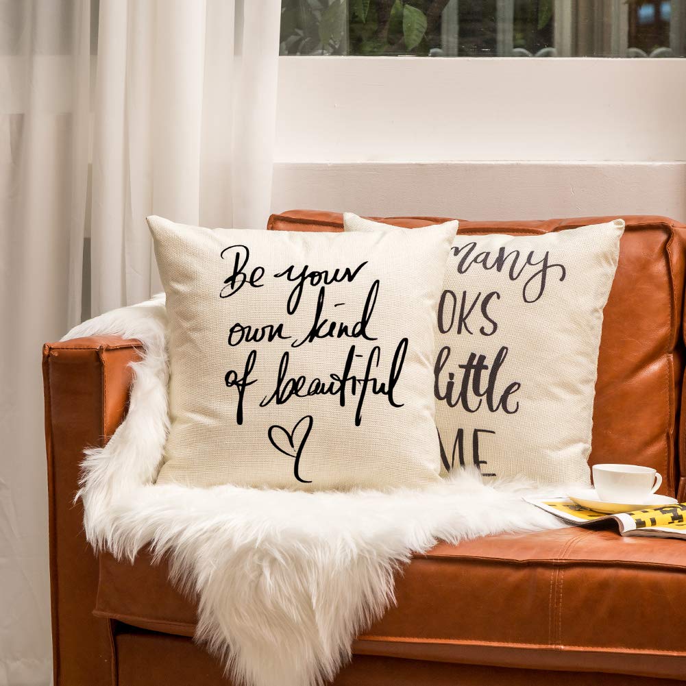 18x18 Inch Cotton Linen Throw Pillow Cover for Sofa Couch - Decorative Home Accent, Beige & Neutral (Set of 1) - Perfect for Living Room, Bedroom Decor and Cozy Farmhouse Style