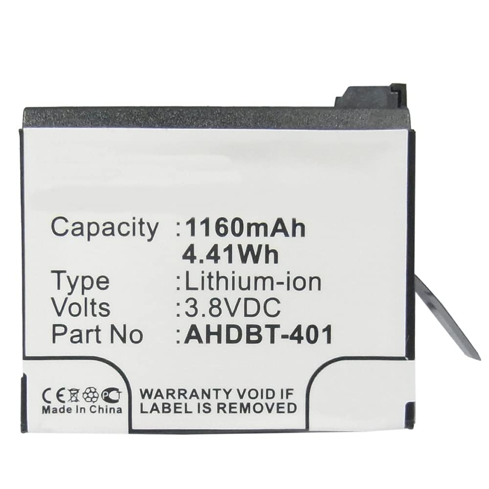 Synergy Digital Camera Replacement Battery for GoPro Hero 4/4 Black/4 Silver - 3.8V 1160mAh Li-ion - Perfect for Travel Vlogging, Outdoor Adventures & Action Photography