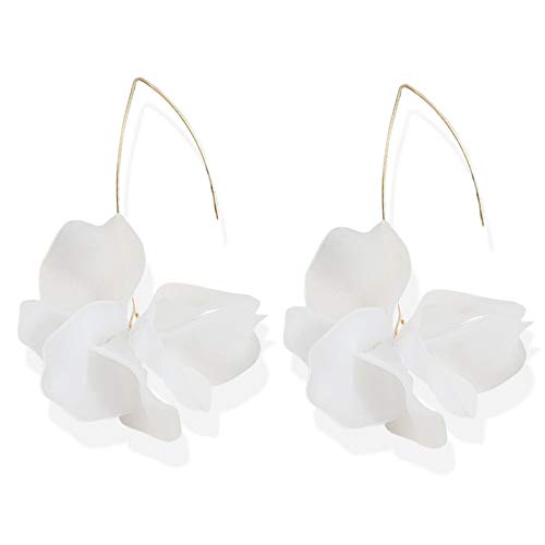 Boho Acrylic Rose Petal Drop Earrings-White