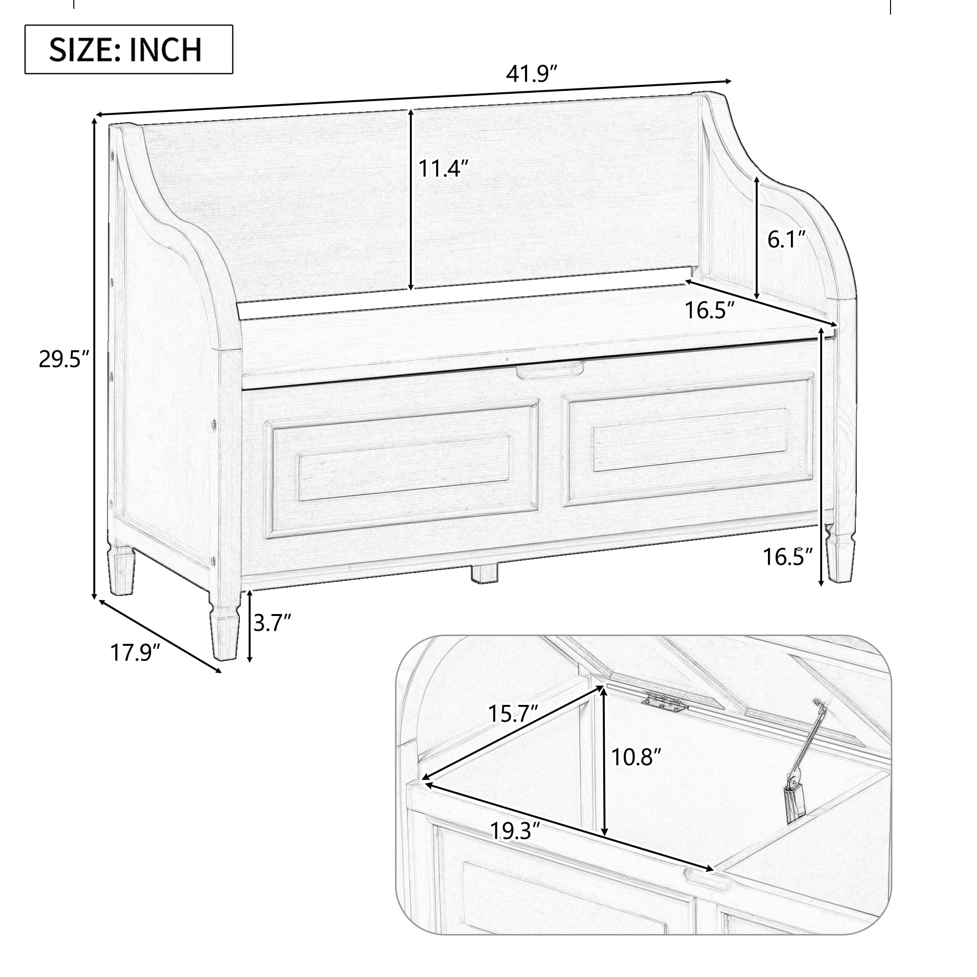 Lift Top Storage Bench with Drawers - Shoe Organizer Bench with Safety Hinge & Cushioned Seat - Entryway Furniture for Hallway, Bedroom, Living Room (White)