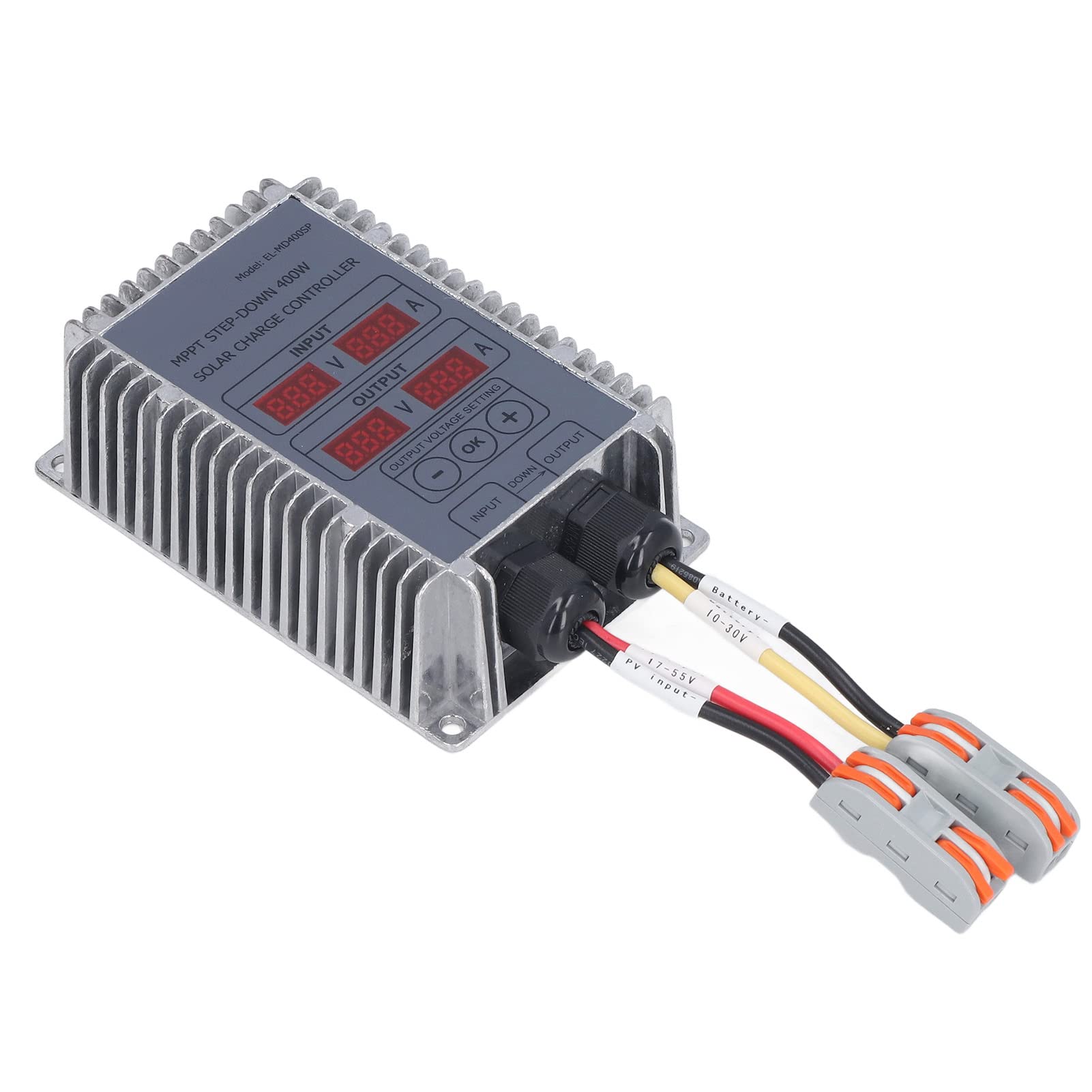 Jeanoko 400W Solar Charge Controller with LED Display - 12V/24V Solar Battery Regulator for RV, Marine, Off-Grid Power Systems - Ideal for Solar Panels, Home, Camping & Outdoor Use