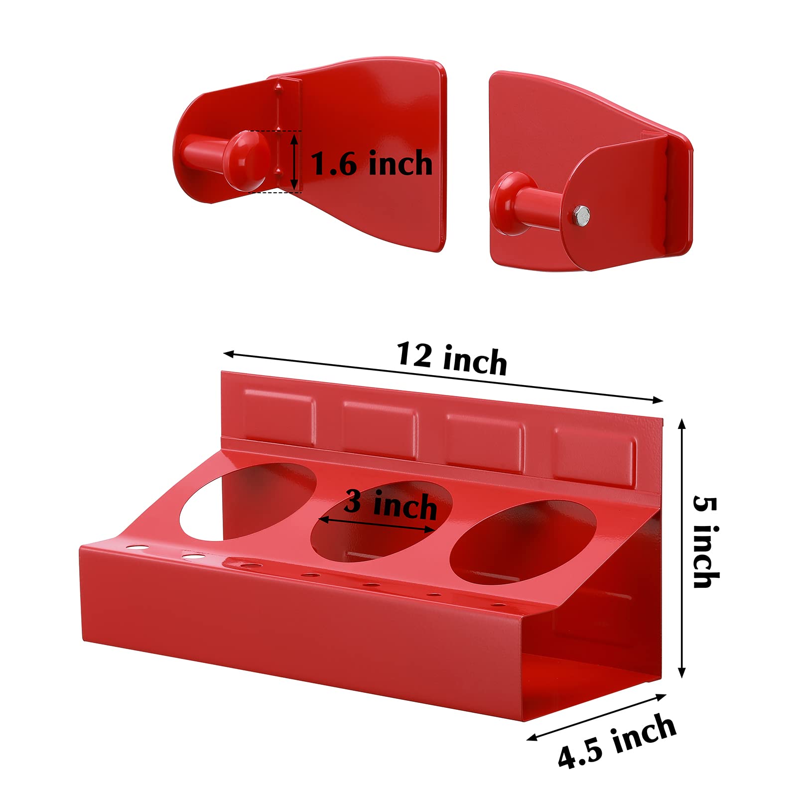 4PCS Magnetic Tool Shelf Set with Tray & Paper Towel Holder - Strong Magnet Organizer for Metal Surfaces - Red - Perfect for Garage, Workshop & DIY Projects