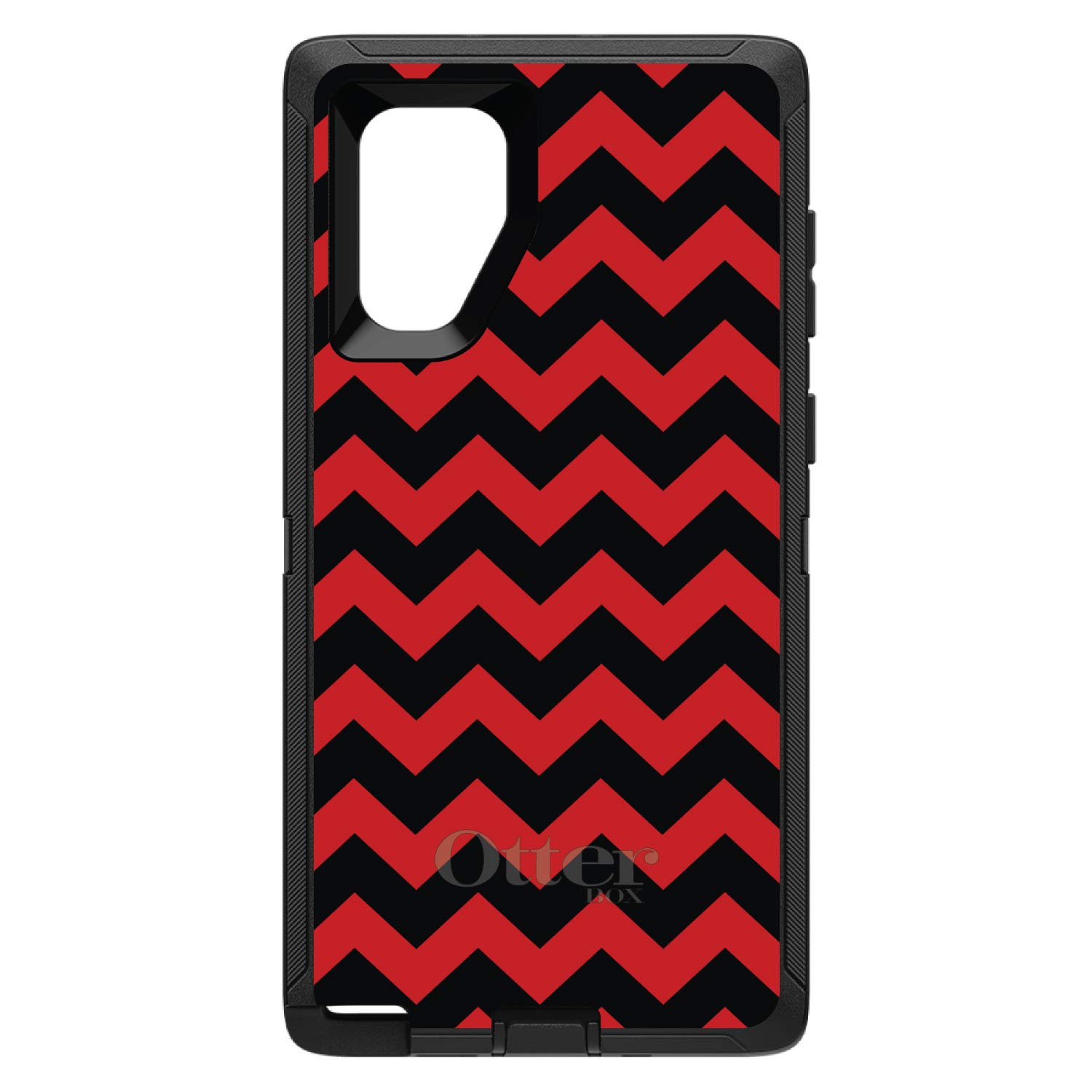 DistinctInk Samsung Galaxy Note 10 Case (6.3 Inch) - Custom Black Protective Cover with Red Chevron Stripes - Durable Replacement for OtterBox Defender - Perfect for Work, Travel & Everyday Use