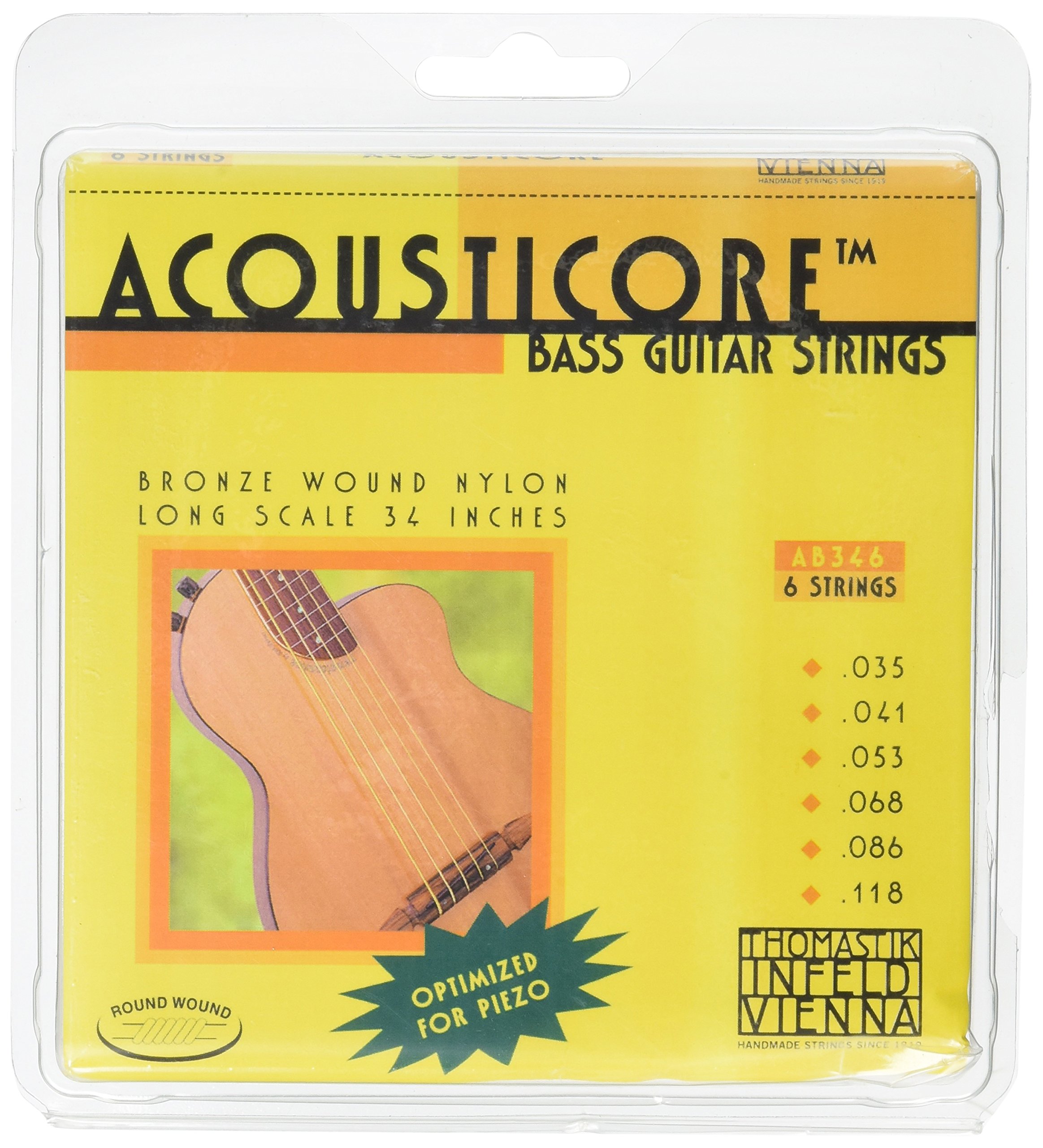 Thomastik-Infeld AB346 Acousticore Bass 6 String Set - Premium Acoustic Bass Guitar Strings for Professional Musicians & Recording Studios | Perfect for Jazz, Blues & Live Performances