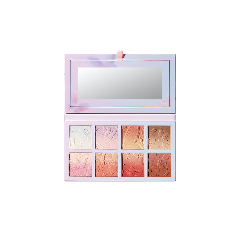 HEIR 8-Color Gradient Blush Palette - Butterfly Collection | Buildable & Blendable Powder Blush for Natural Flush | Perfect for Everyday Makeup & Special Occasions