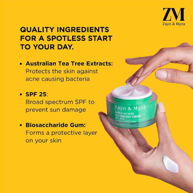 ZM Zayn & Myza Tea Tree Day Cream SPF 25 - 50ml Moisturizer for Acne-Prone Skin | Daily Hydration & Sun Protection for Face