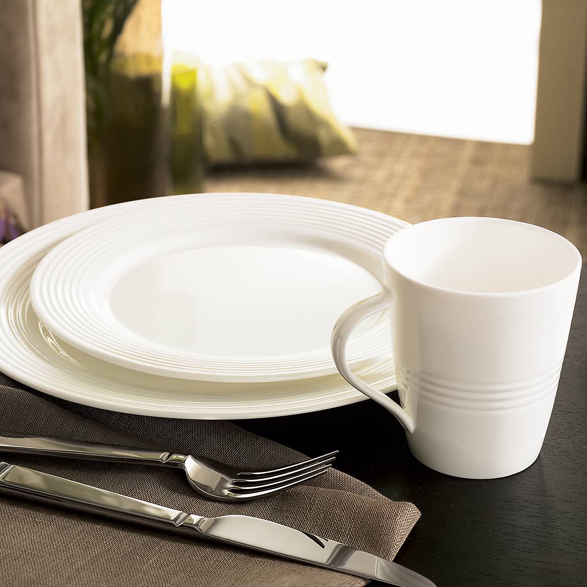 12-Piece Tin Can Alley Seven Degree Dinnerware Set - Elegant and Durable Tableware for Everyday Meals, Dinner Parties, and Special Occasions