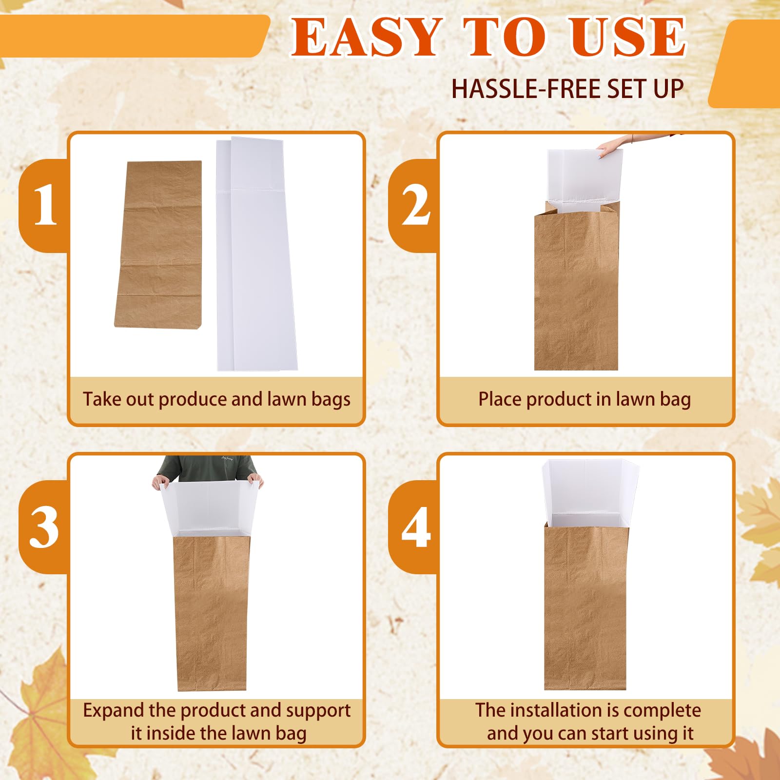 Tioncy 2 Pack Reusable Paper Leaf Bag Holder - Lawn Leaf Chute for Easy Yard Debris Collection, No Bending Required | Perfect for Fall Cleanup, Gardening, and Landscaping