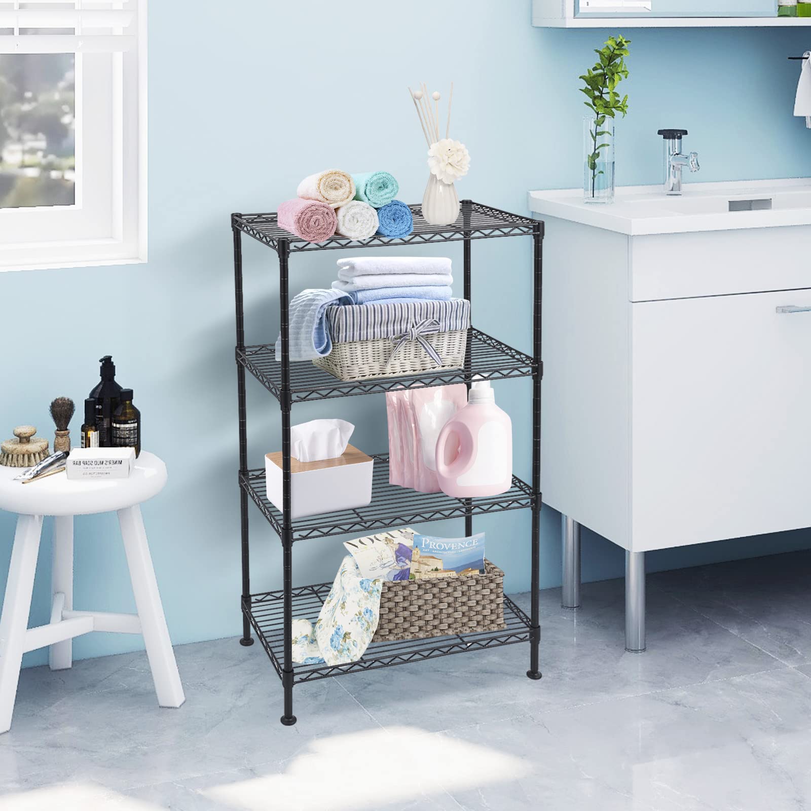 4-Tier Adjustable Metal Wire Shelf - NSF Certified Heavy Duty Storage Rack (340Lbs Capacity) - 12