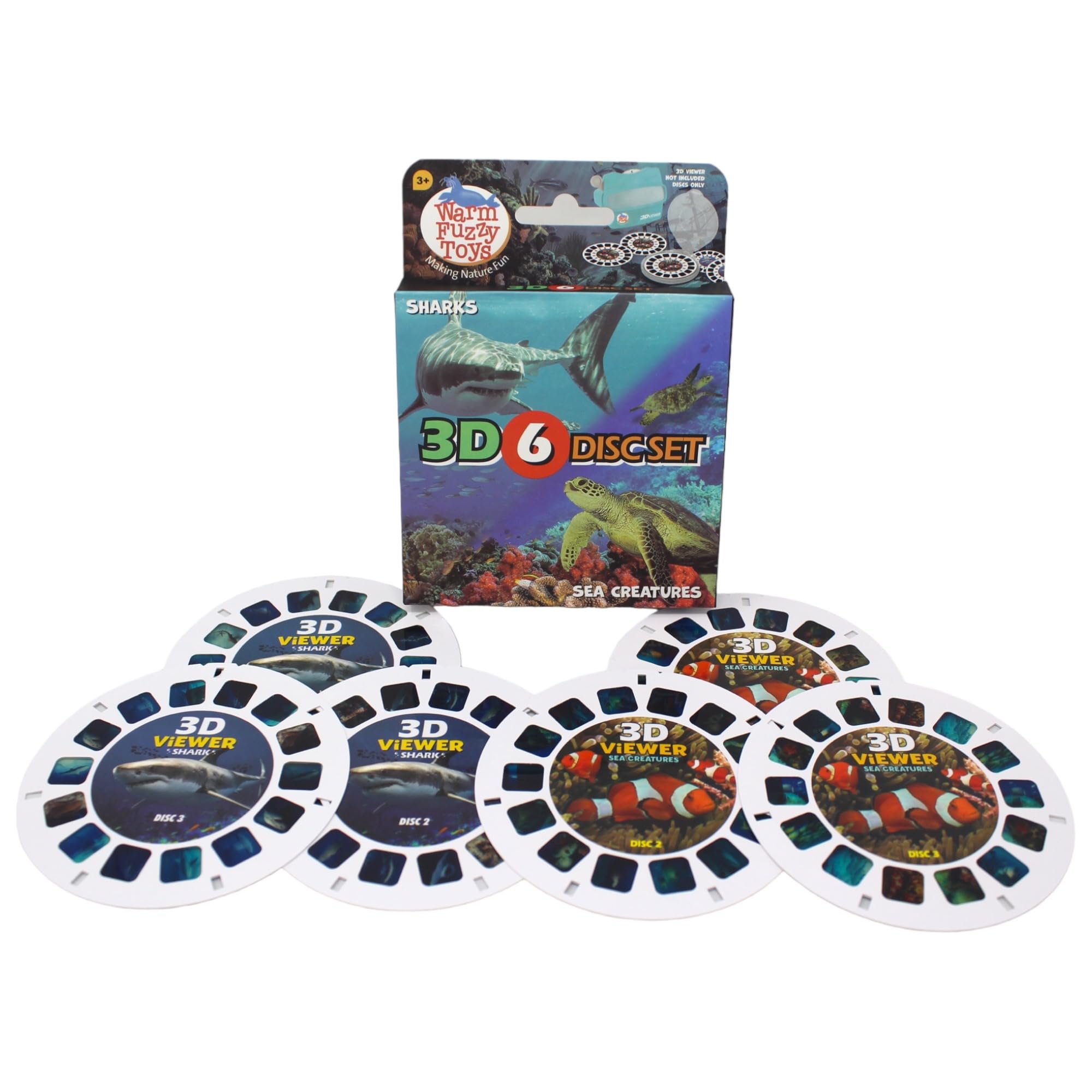WARM FUZZY Toys Sea and Shark Viewfinder Reels - 6 Slide Reels with 42 HD 3D Images for Kids & Adults | Classic Retro 3D Toy for Educational Fun, Storytelling & Family Entertainment