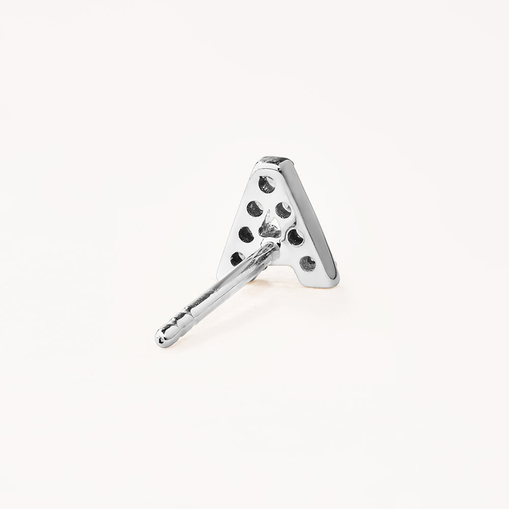 Diamond Letter A Silver Stud Earrings for Women - Minimalist Initial Jewelry for Everyday Wear & Gifts