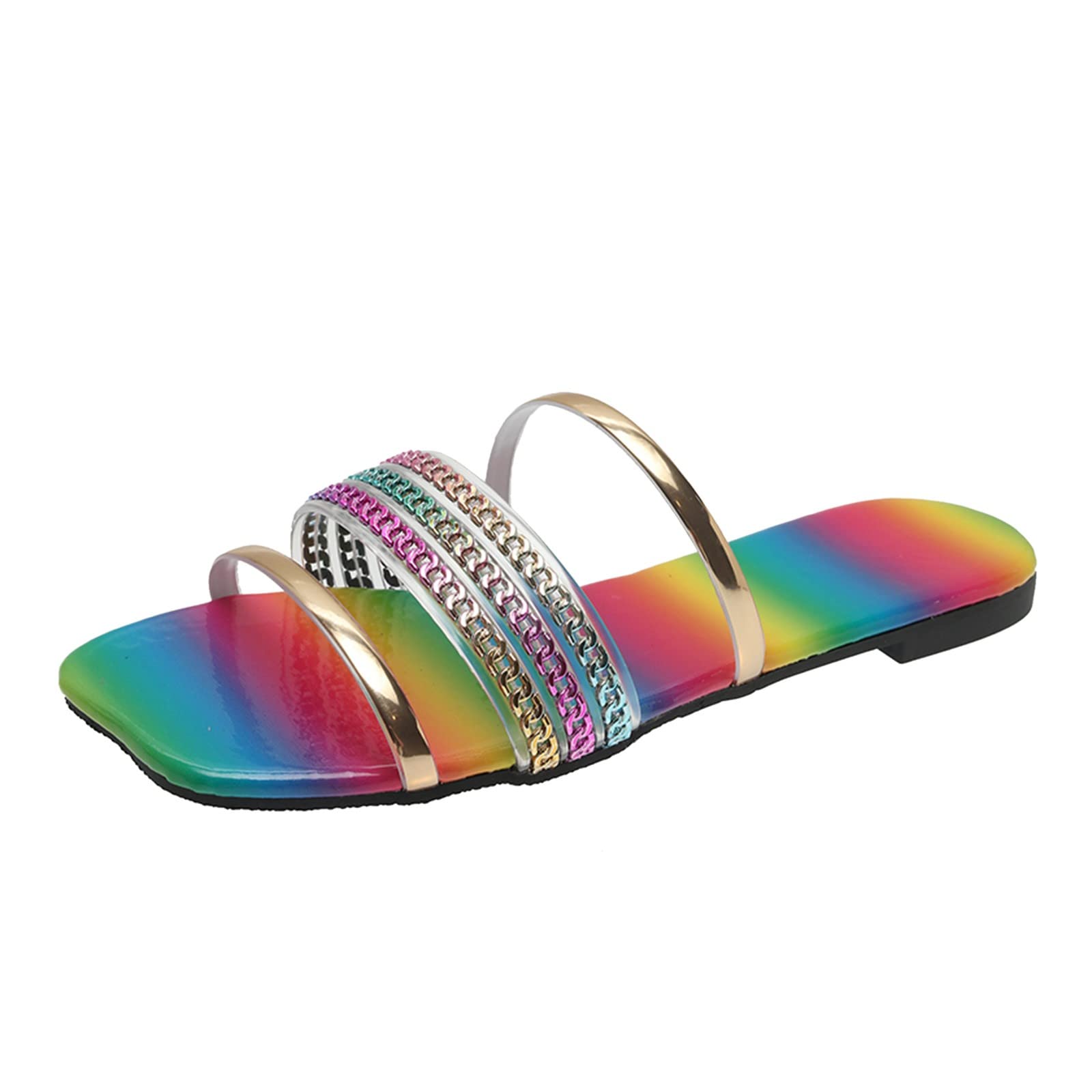 Women's Roman Style Wedge Sandals - Rhinestone Embellished, Non-Slip, Breathable Open-Toe Summer Shoes for Beach, Casual & Dressy Occasions