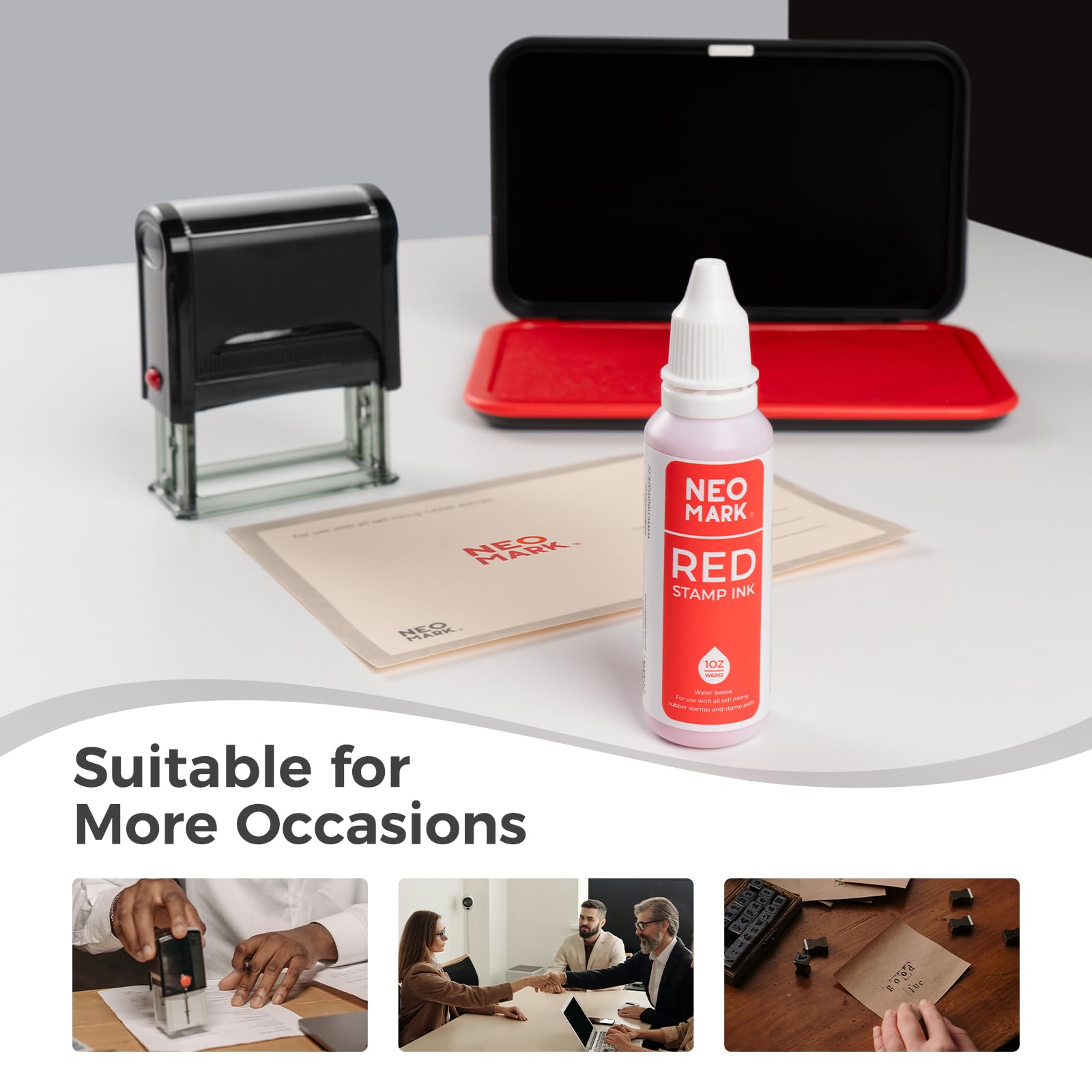 Premium Quick-Drying Stamp Ink - AP Certified Non-Toxic Red Ink Refill (1oz) for Self-Inking Stamps, Date Stamps & Stamp Pads | Perfect for Office Documents, Crafting & DIY Projects