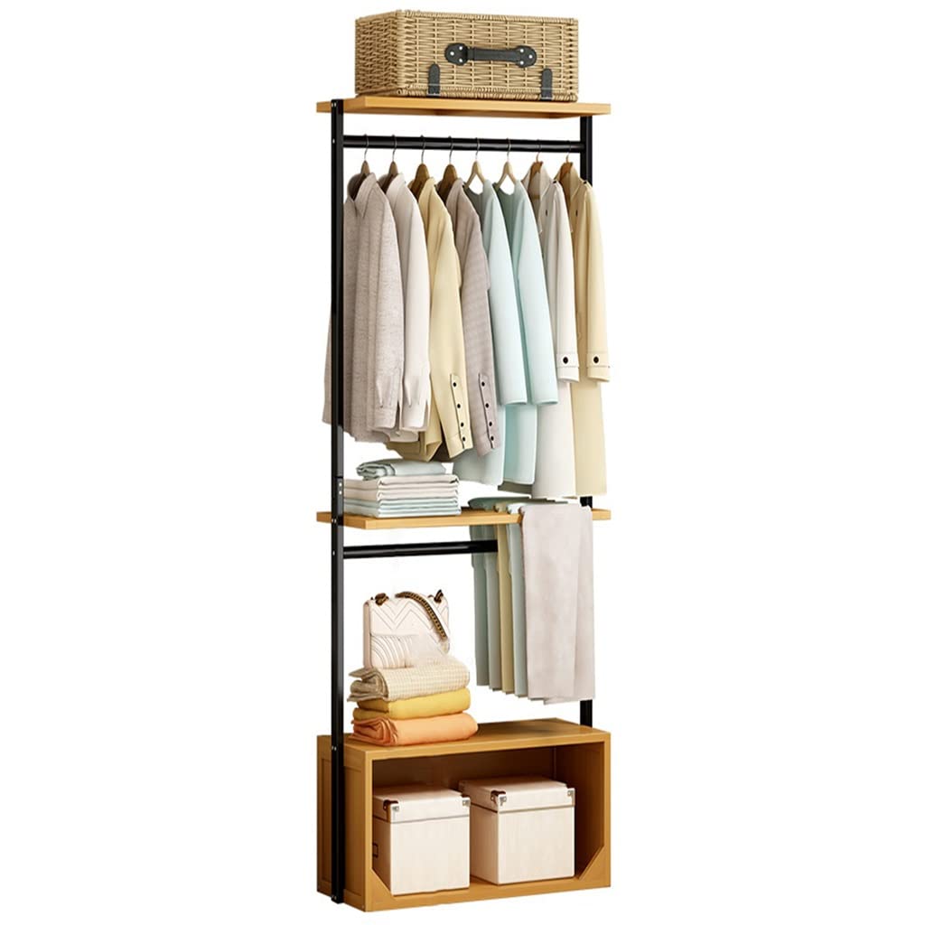 Industrial Coat Rack Stand with 4 Shelves & 2 Clothes Rails - Free Standing Entryway Garment Storage for Hats, Coats, Umbrellas & Bags (55x32x175cm) - Perfect for Hallway, Bedroom & Mudroom Organization