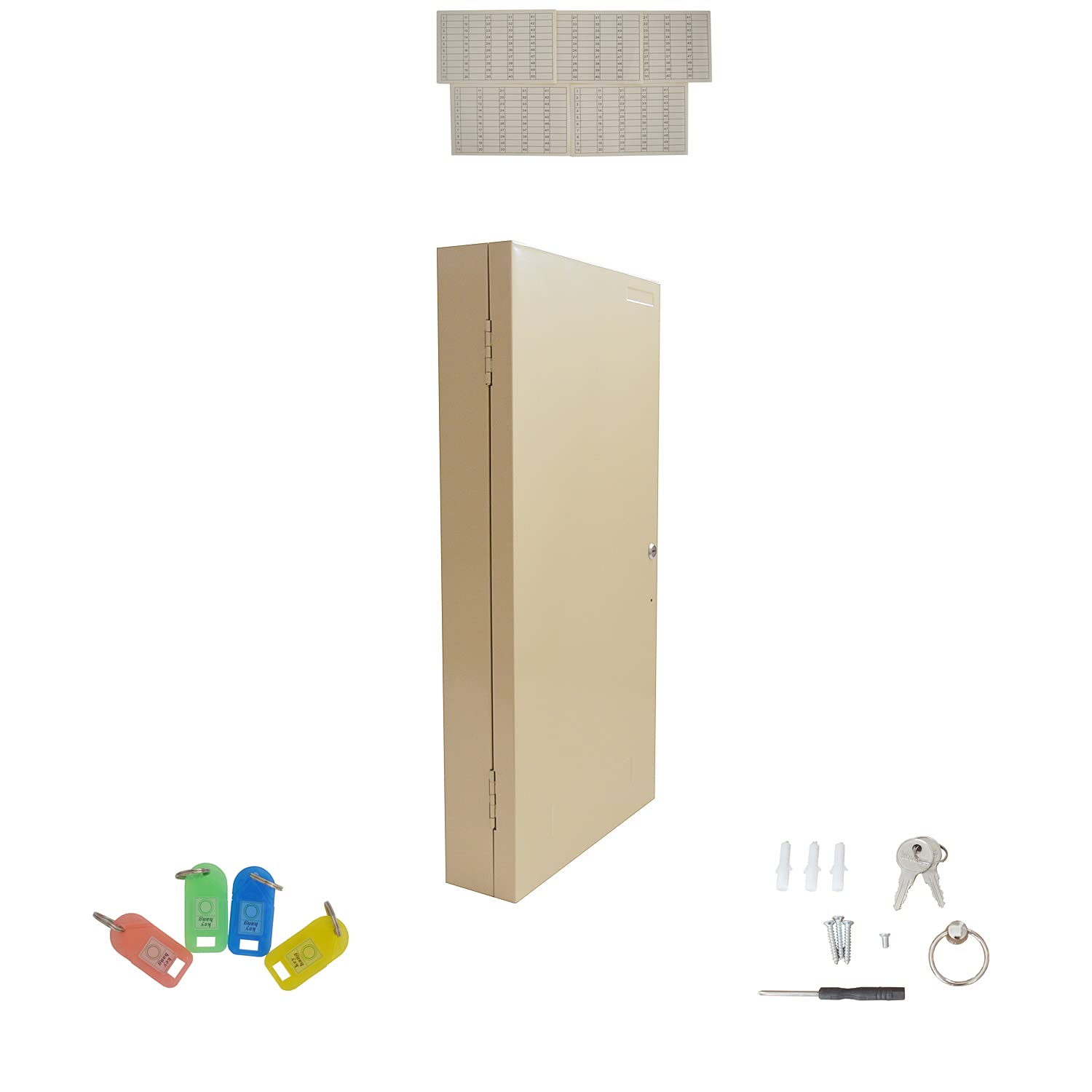 200 Position Adjustable Key Lock Cabinet with Key Hanger - Beige Wall Mount Key Storage Box for Home, Office & Hotel Organization