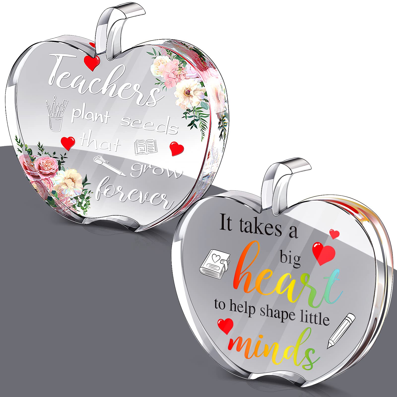 Chunful 2-Pack Acrylic Teacher Appreciation Gifts for Class of 2025 - Graduation, Christmas, Retirement Thank You Gifts from Students - Perfect for Classroom Decor, Teacher's Desk & Special Occasions