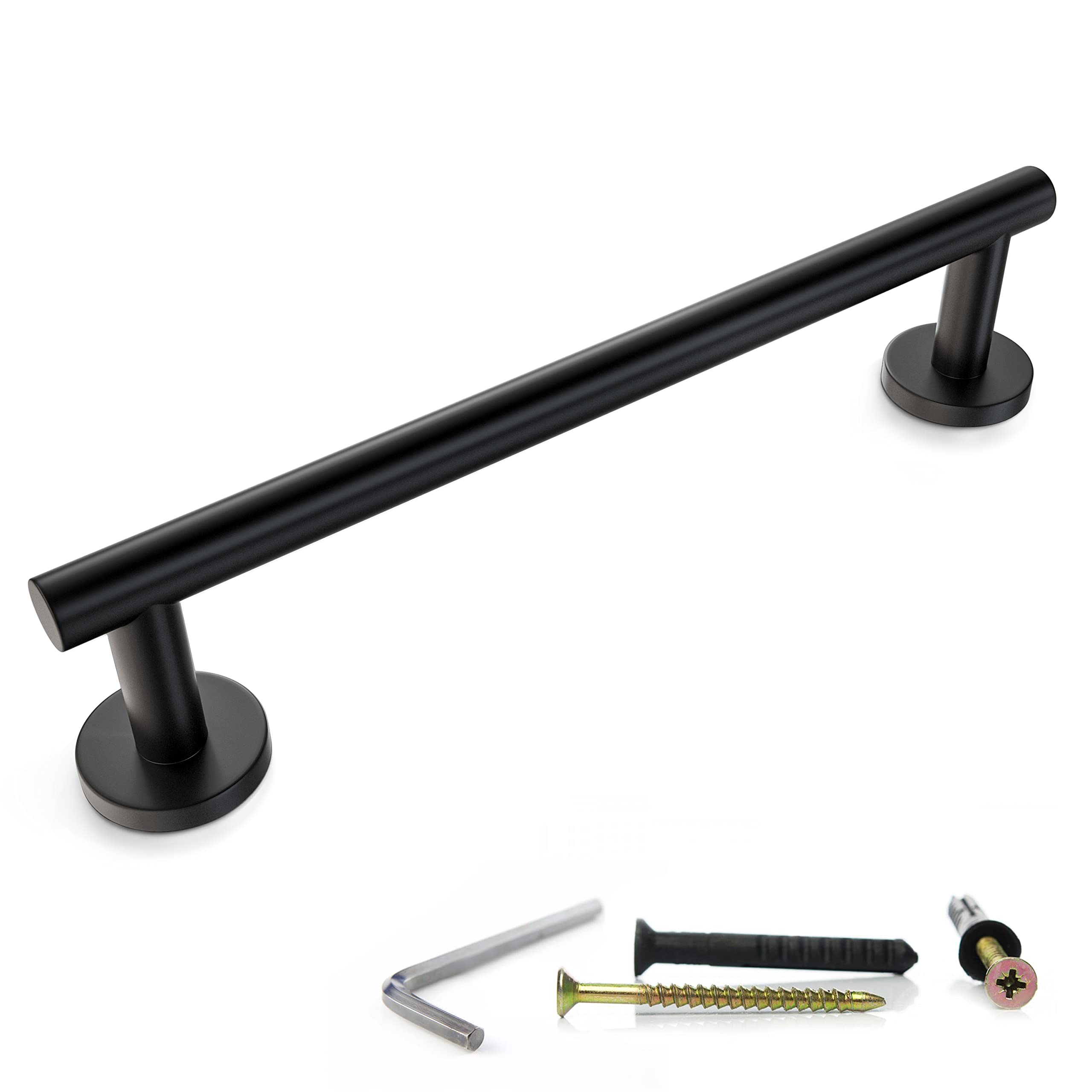 12 Inch Matte Black Towel Bar - Heavy Duty Stainless Steel SUS304 Bathroom Towel Holder Rack for Wall Mounting - Single Layer Shower Towel Hanger Rod - Perfect for Bathroom, Kitchen and Bedroom Organization