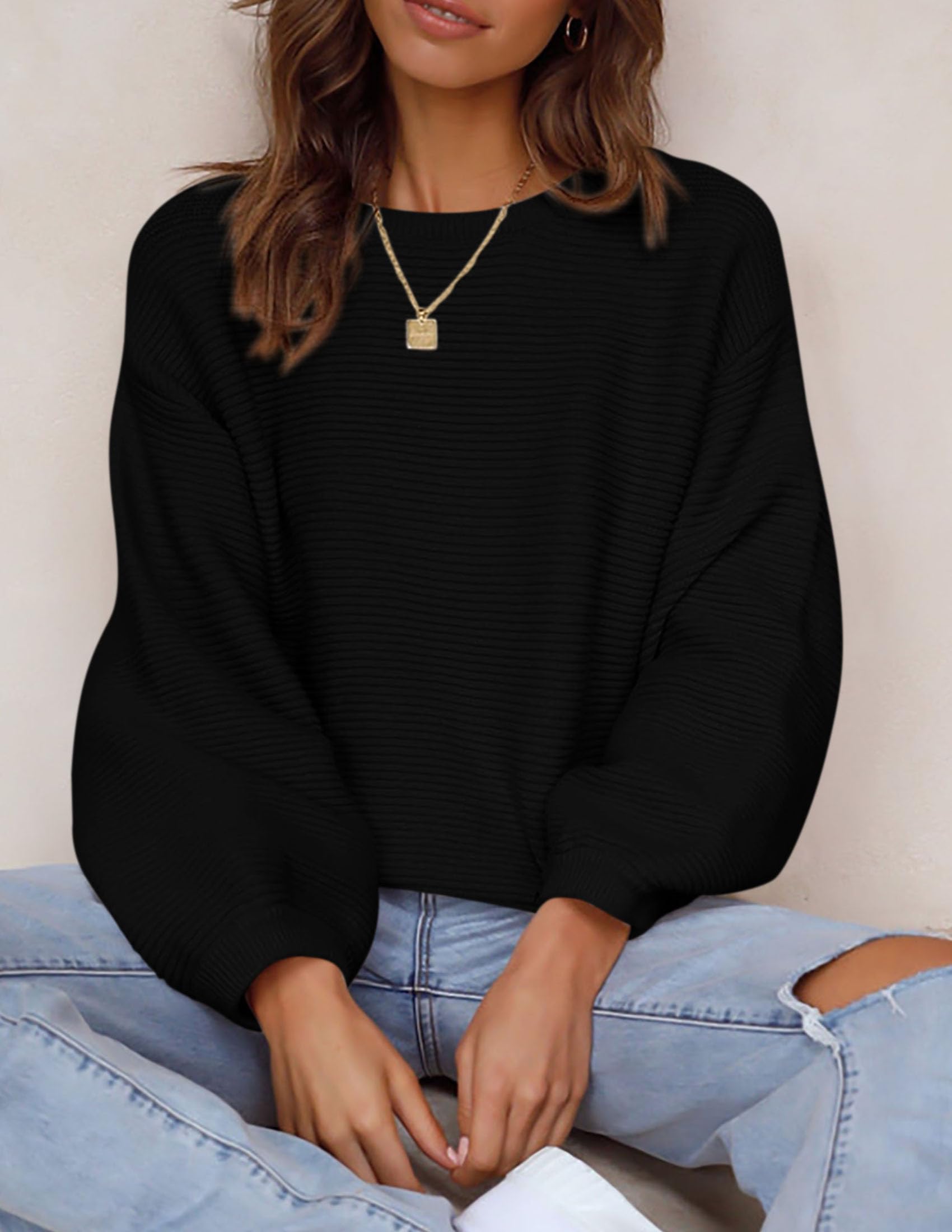 PRETTYGARDEN Women's Casual Loose Knit Sweater - Ribbed Crewneck Long Sleeve Pullover Top for Fall 2025 | Cozy Autumn Outfits & Layering Essentials