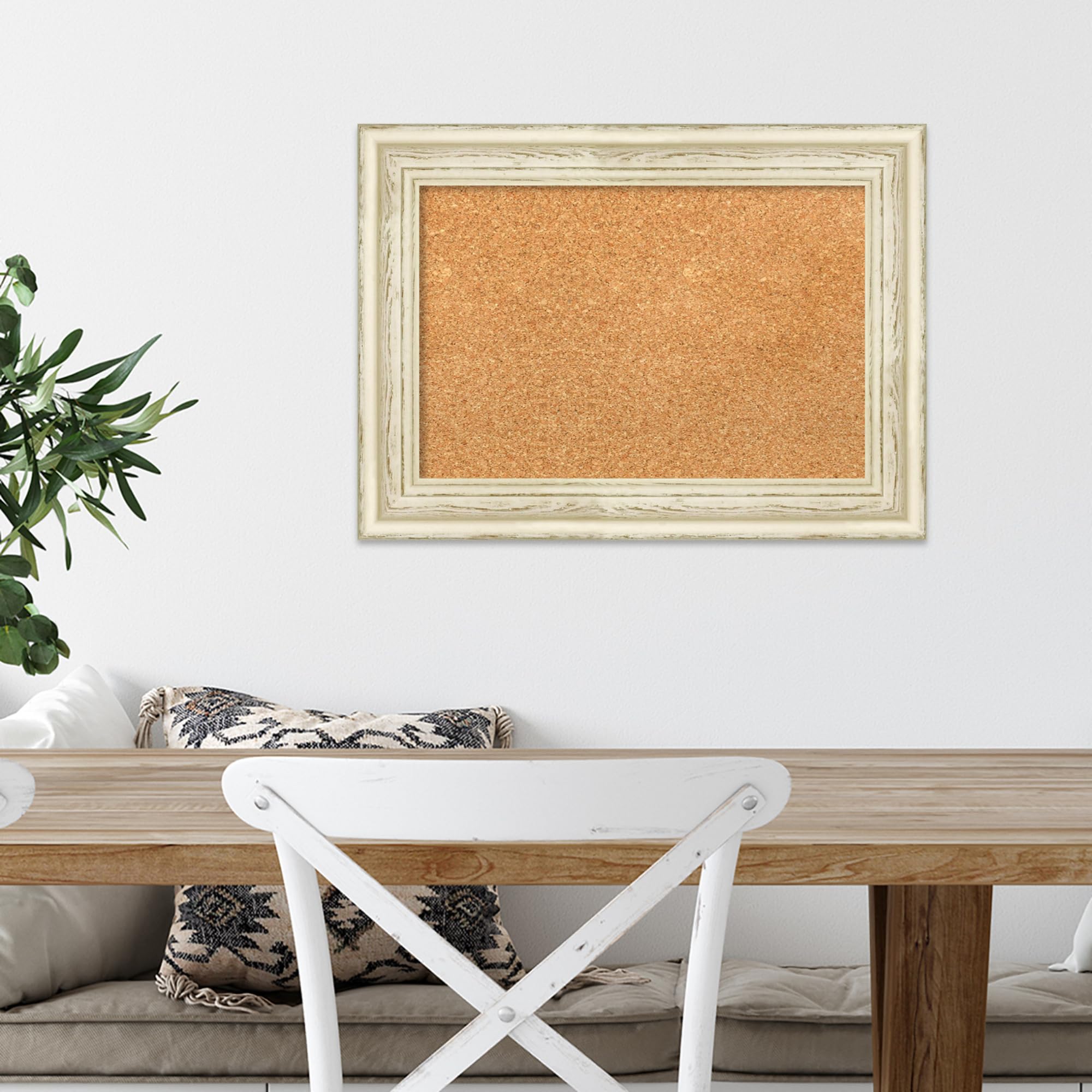 Amanti Art 16x22 Inch Natural Cork Board with White Wood Frame - Rustic Office & Home Decor for Vision Board, Pinboard, Wall Organization | Perfect for Home, Office, Dorm & Craft Room Displays