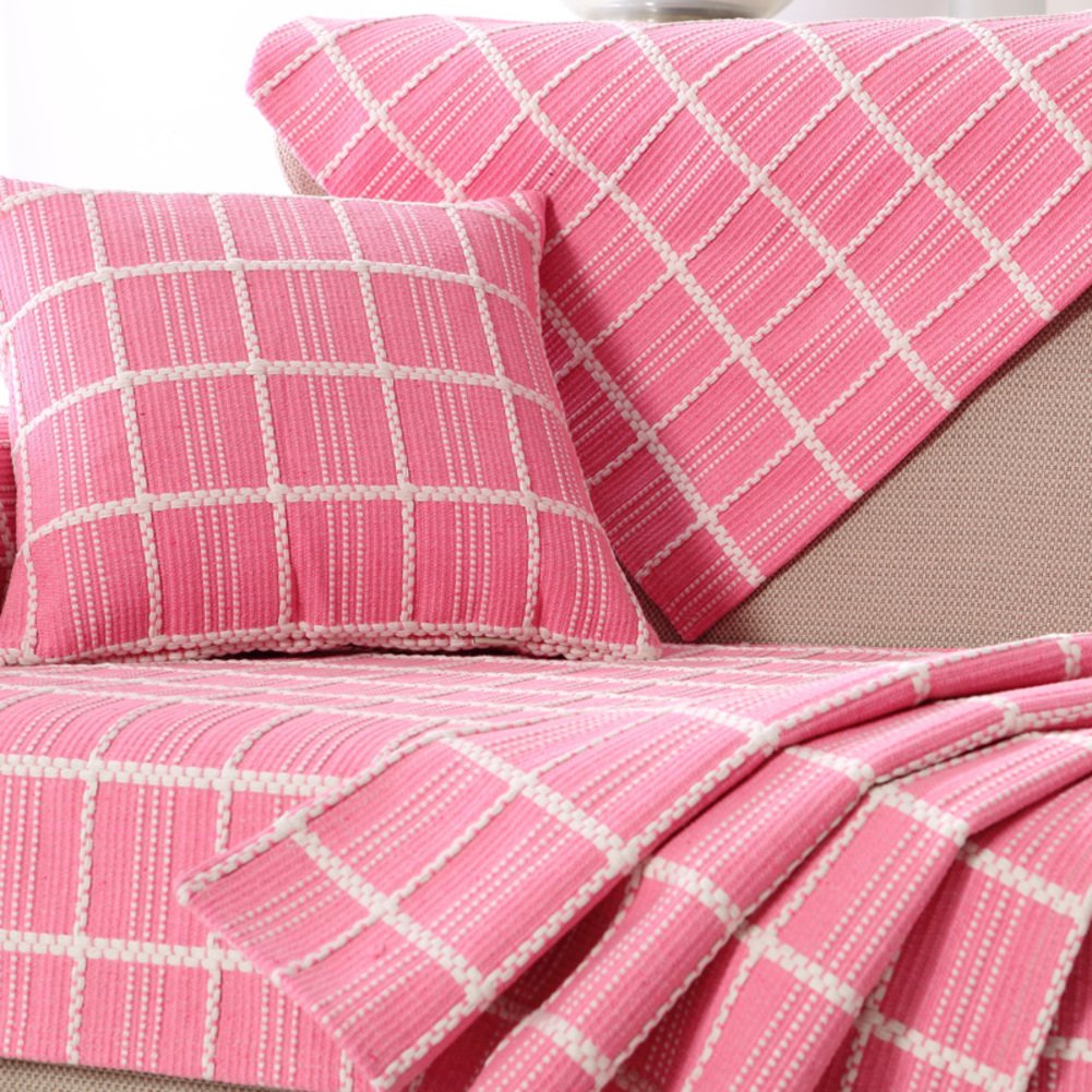 **DIGOWPGJRHA 3-Piece Sofa Slipcover for Sectional Couch - Pink Striped Stretchable Couch Cover 110x240cm (43x94inch) - Perfect for Living Room, Loveseats & Home Decor**    *(Use Case: Protect and refresh your sofa with this stylish slipcover, ideal for pets, kids, spills, and daily wear & tear.)*