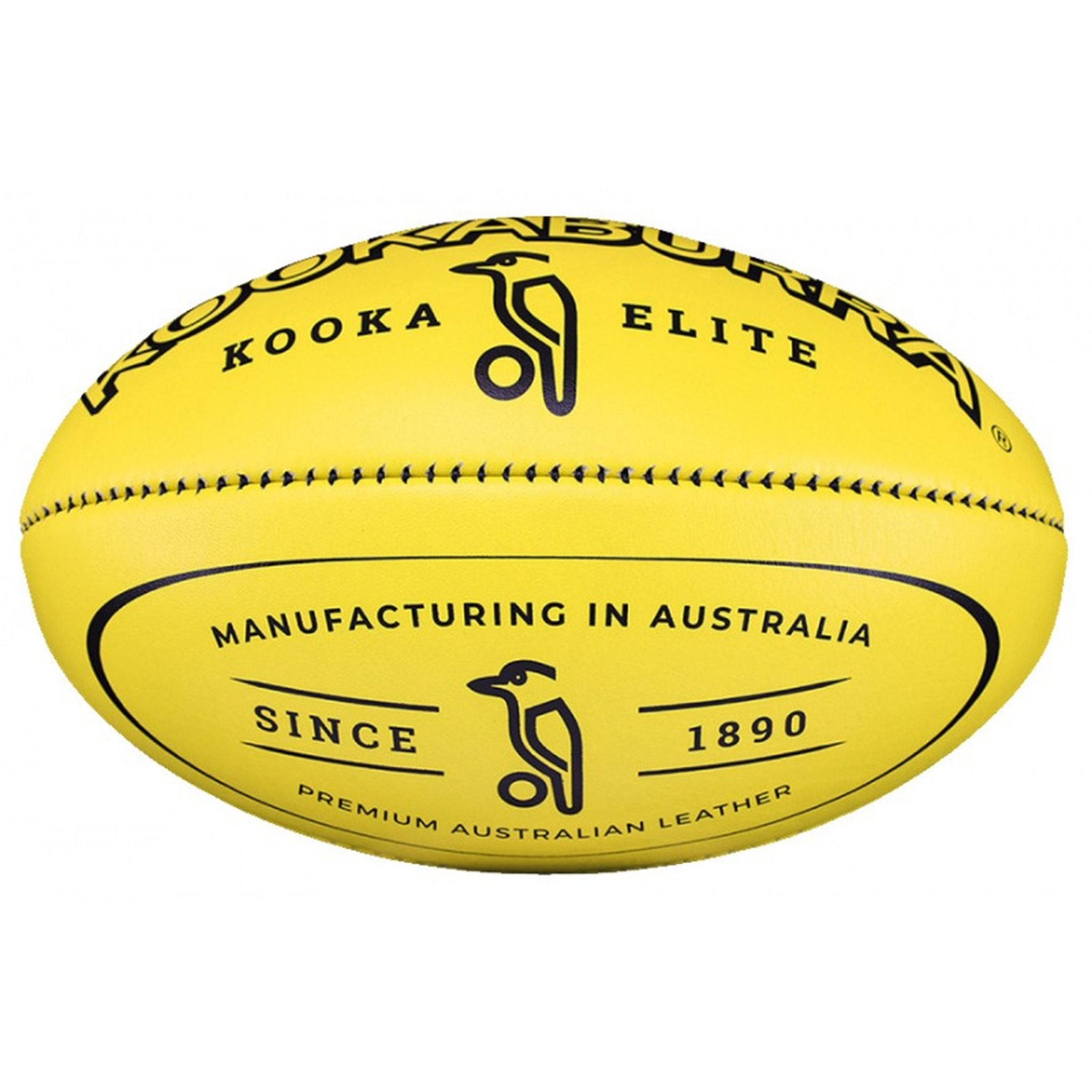 Kookaburra Elite Yellow Leather Football - Official Match Ball for Soccer, Rugby & Training - Perfect for Games, Practice & Gifts