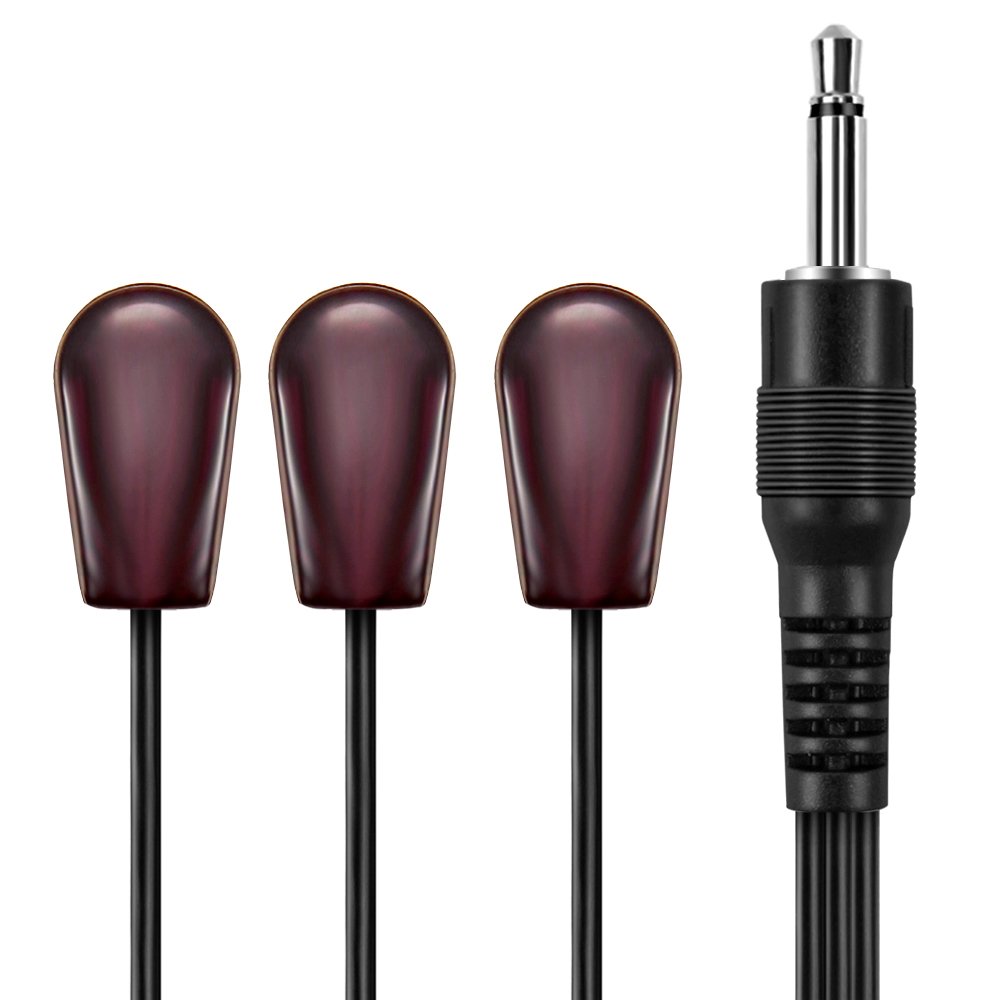 10ft IR Emitter Extender Cable with 3-Eye 3.5mm Jack - Compatible with 38kHz Devices, Xbox One & AV Equipment - Strong Adhesive Backing - Perfect for Home Theater Setup, Gaming Systems & Remote Control Extensions
