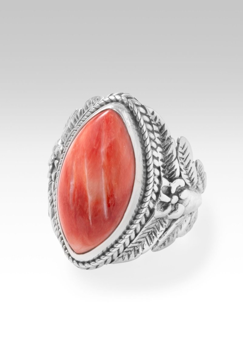 Floral Harmony Ring™ in Red Spiny Oyster Shell - Elegant Boho Jewelry for Women, Handmade Statement Ring - Perfect for Weddings, Parties & Everyday Wear