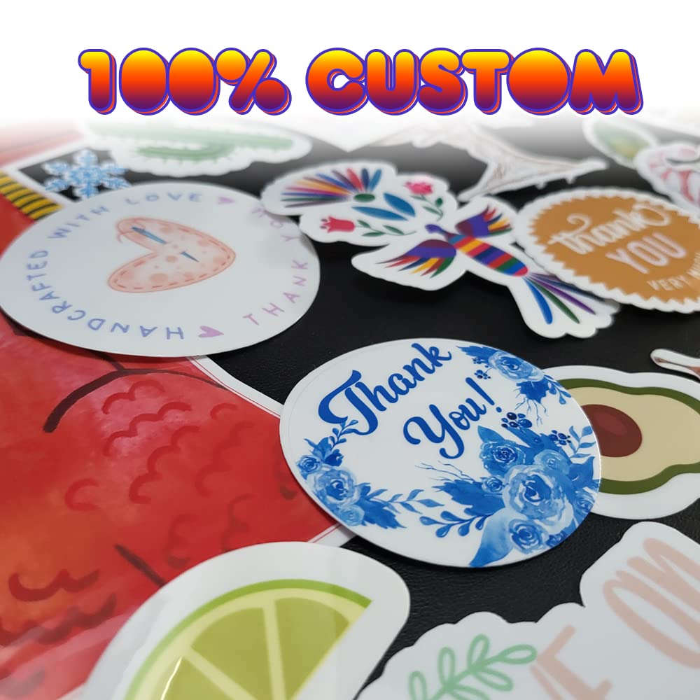Custom Vinyl Stickers 50 Pack - Personalized Waterproof Decals for Kids & Adults - Business Logo Labels for Laptops, Cars, Walls, Windows - Durable Oval Stickers 2