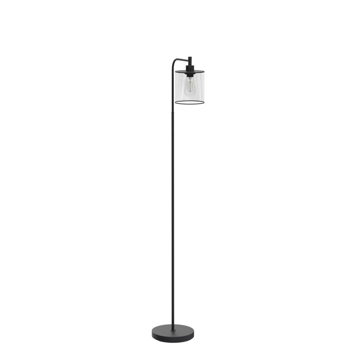 BoostArea Industrial Floor Lamp - 6W LED Standing Lamp with Hanging Iron Mesh Shade, Metal Farmhouse Floor Light with Foot Switch, Rustic Lighting for Living Room Bedroom Office (Black) | Perfect for Reading Nook, Home Office, and Cozy Corners